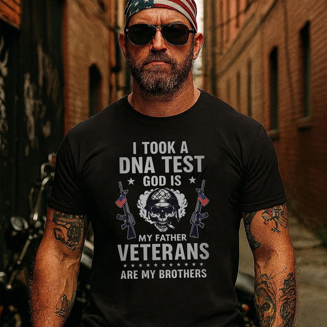 I Took a DNA Test God Is My Father Veterans Are My Brothers Faith Family and Patriotism T-Shirt