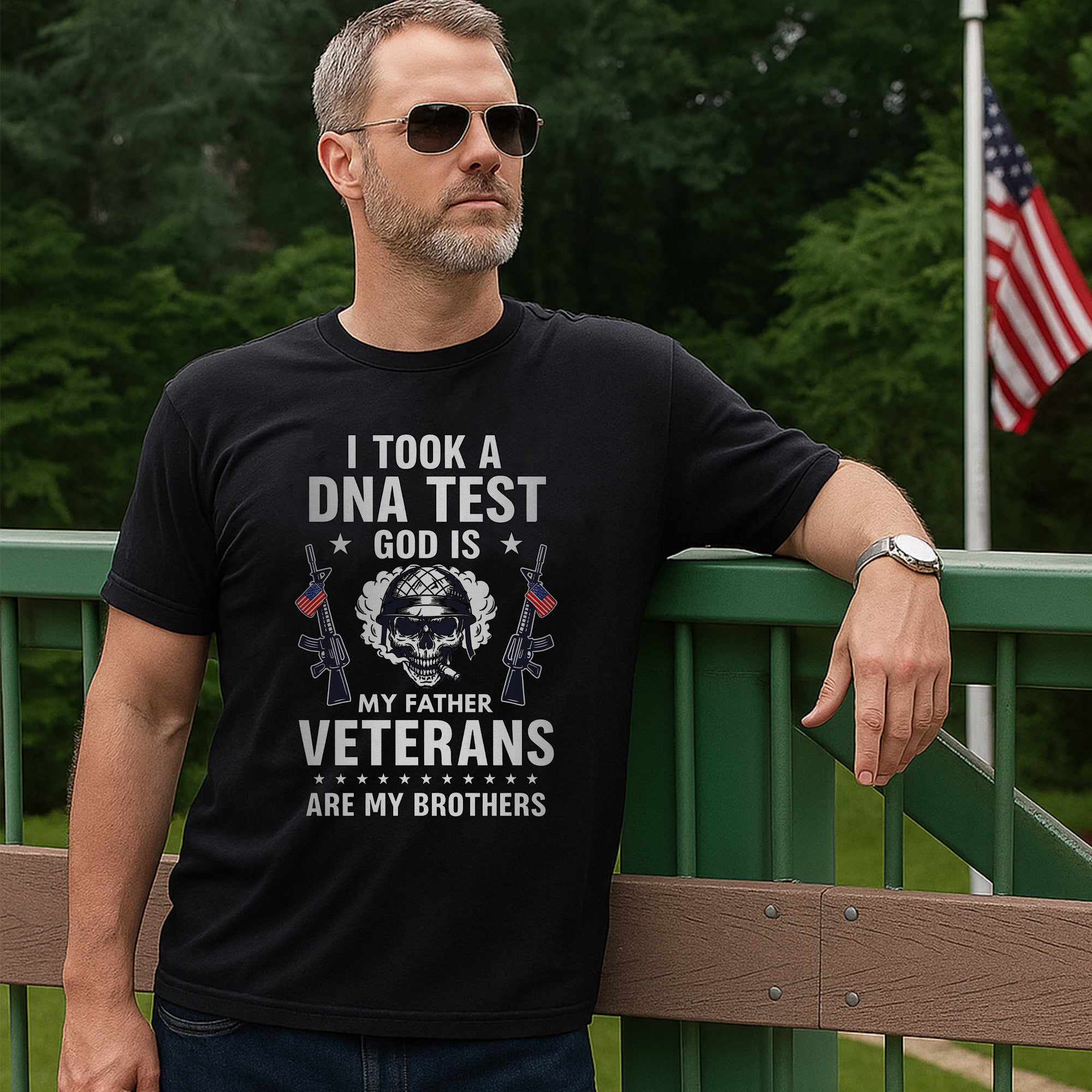 I Took a DNA Test God Is My Father Veterans Are My Brothers Faith Family and Patriotism T-Shirt