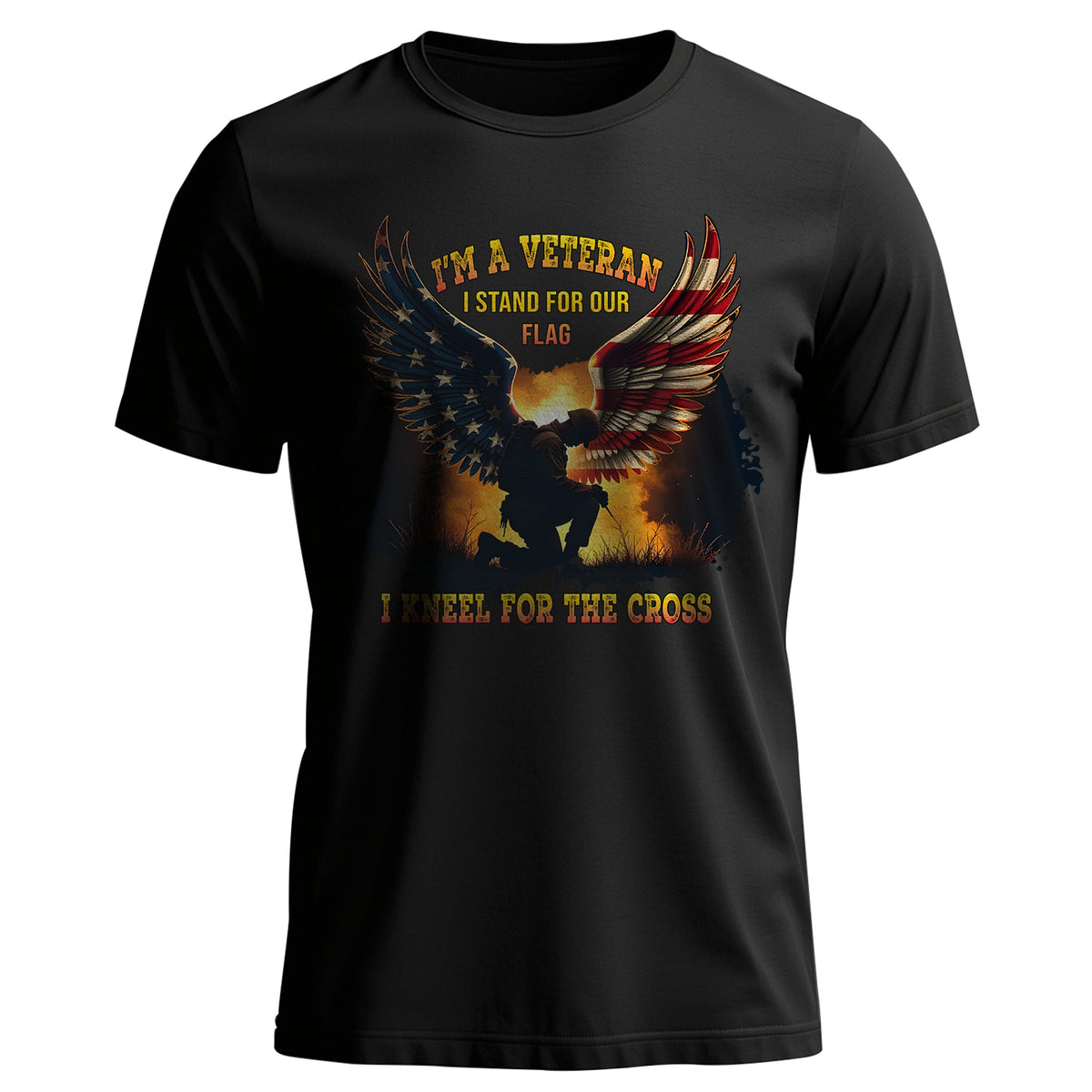 I'm a Veteran I Stand for Our Flag I Kneel T-Shirt Main image