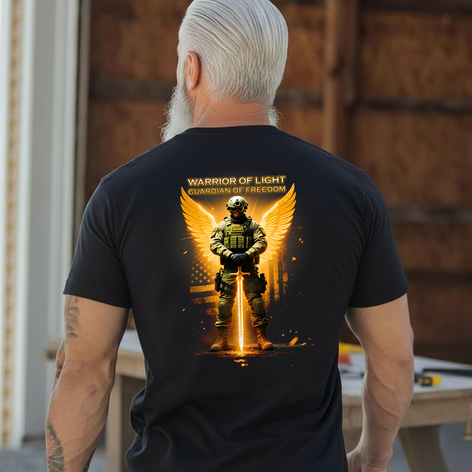 Warrior of Light Guardian of Freedom Proud T-Shirt Secondary image