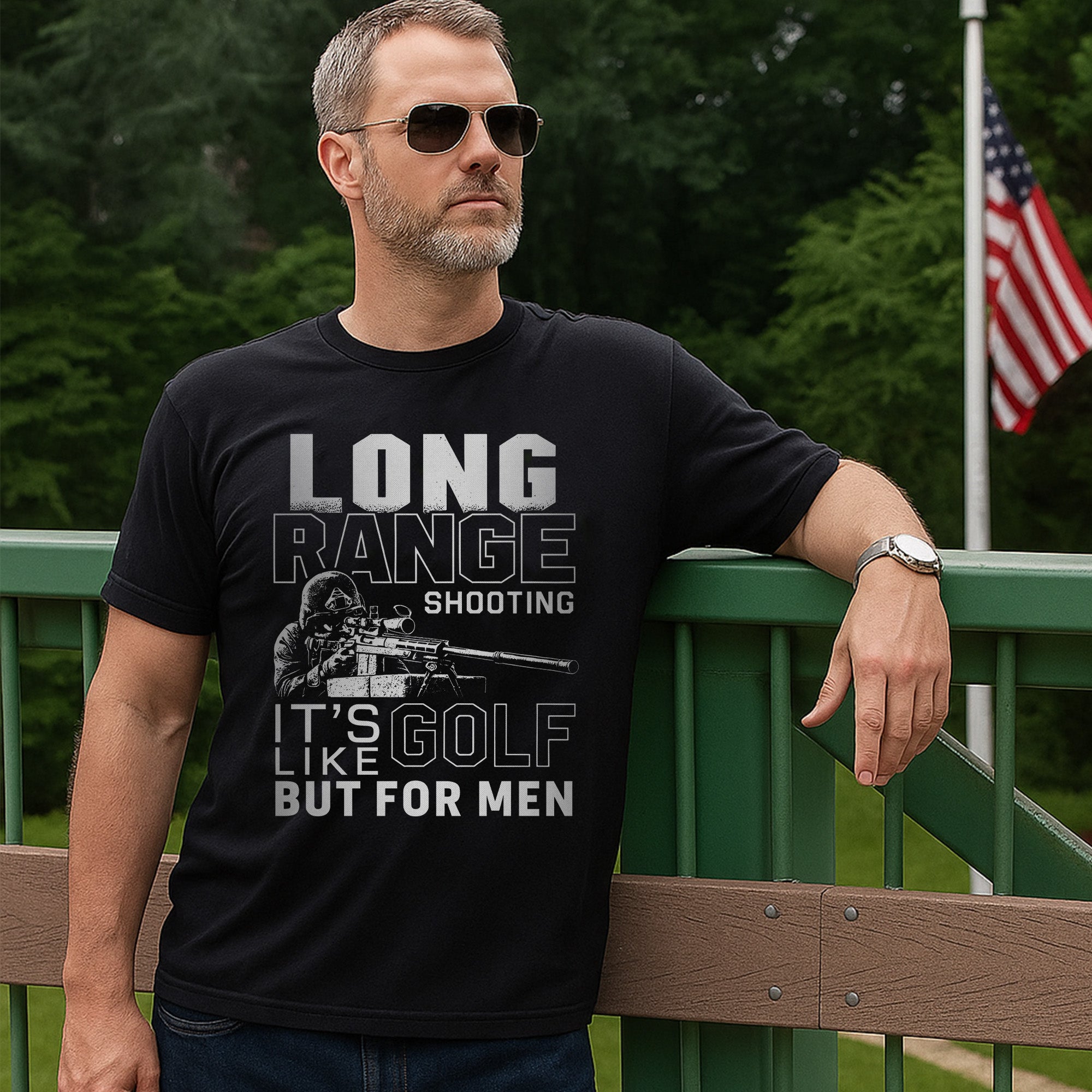 Long Range Shooting It’s Like Golf but for Men Proud US Military Veteran T-Shirt
