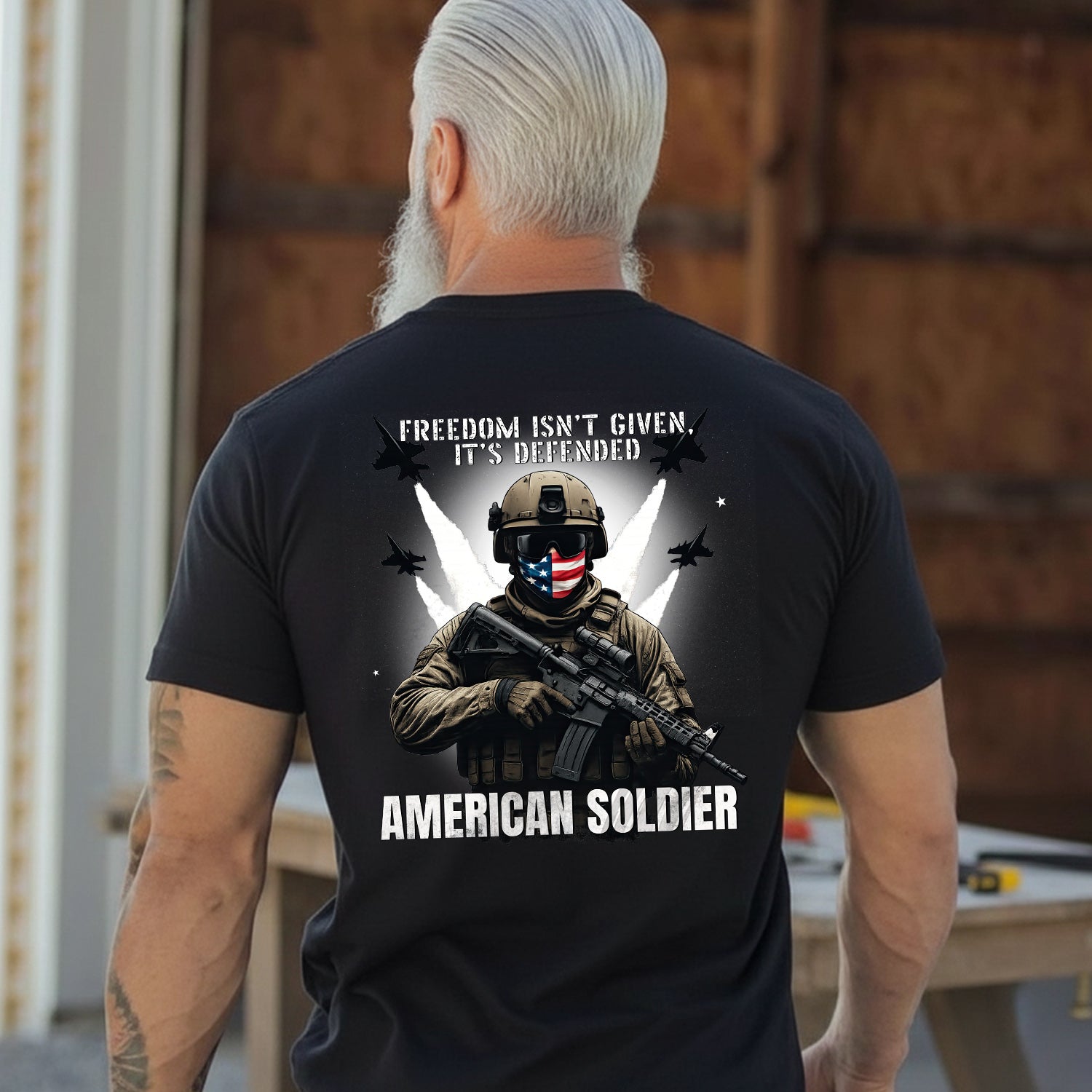 Freedom Isn’t Given It’s Defended American T-Shirt Secondary image