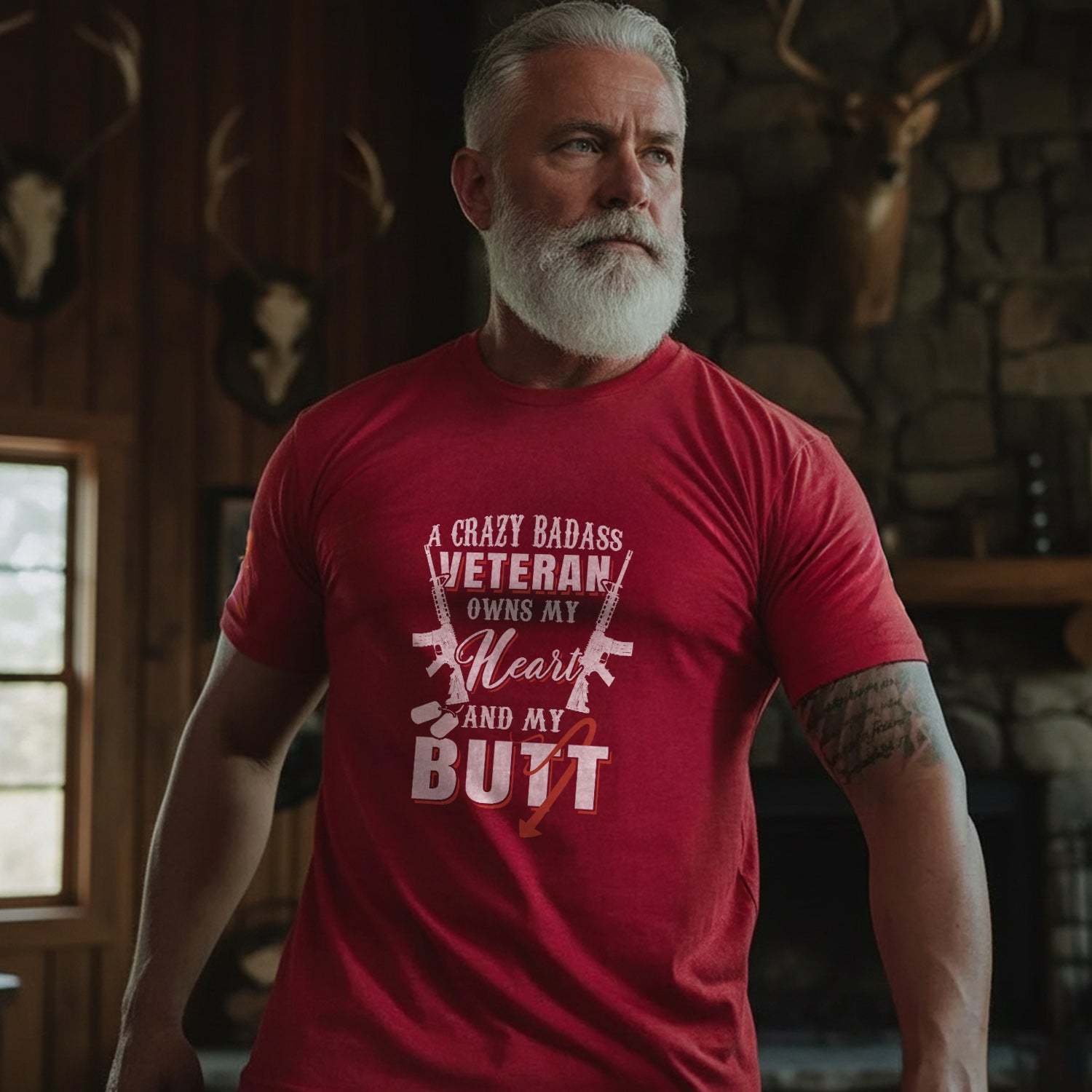 A Crazy Badass Veteran Owns My Heart and My Butt T-Shirt Secondary image