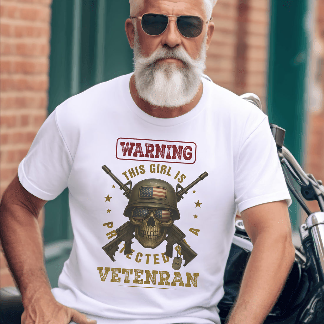Warning This Girl Is Protected by a Veteran Proud US Military Patriotic Pride T-Shirt