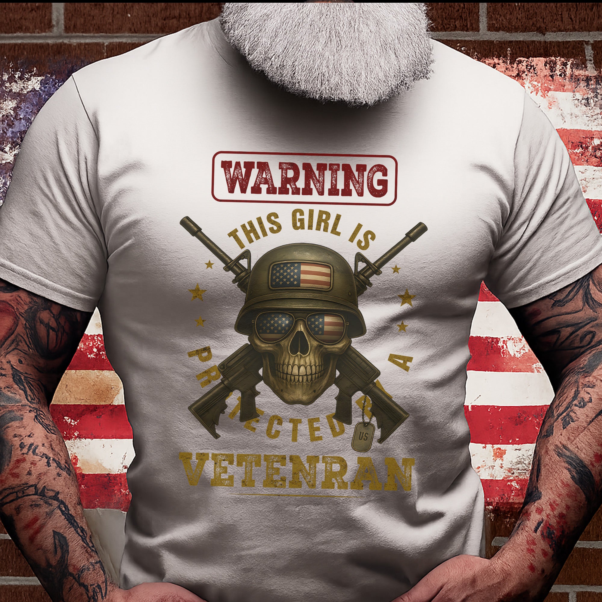 Warning This Girl Is Protected by a Veteran Proud US Military Patriotic Pride T-Shirt