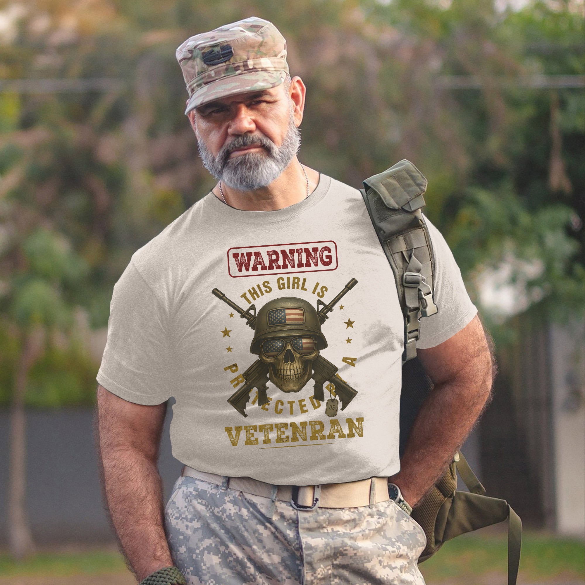 Warning This Girl Is Protected by a Veteran Proud US Military Patriotic Pride T-Shirt