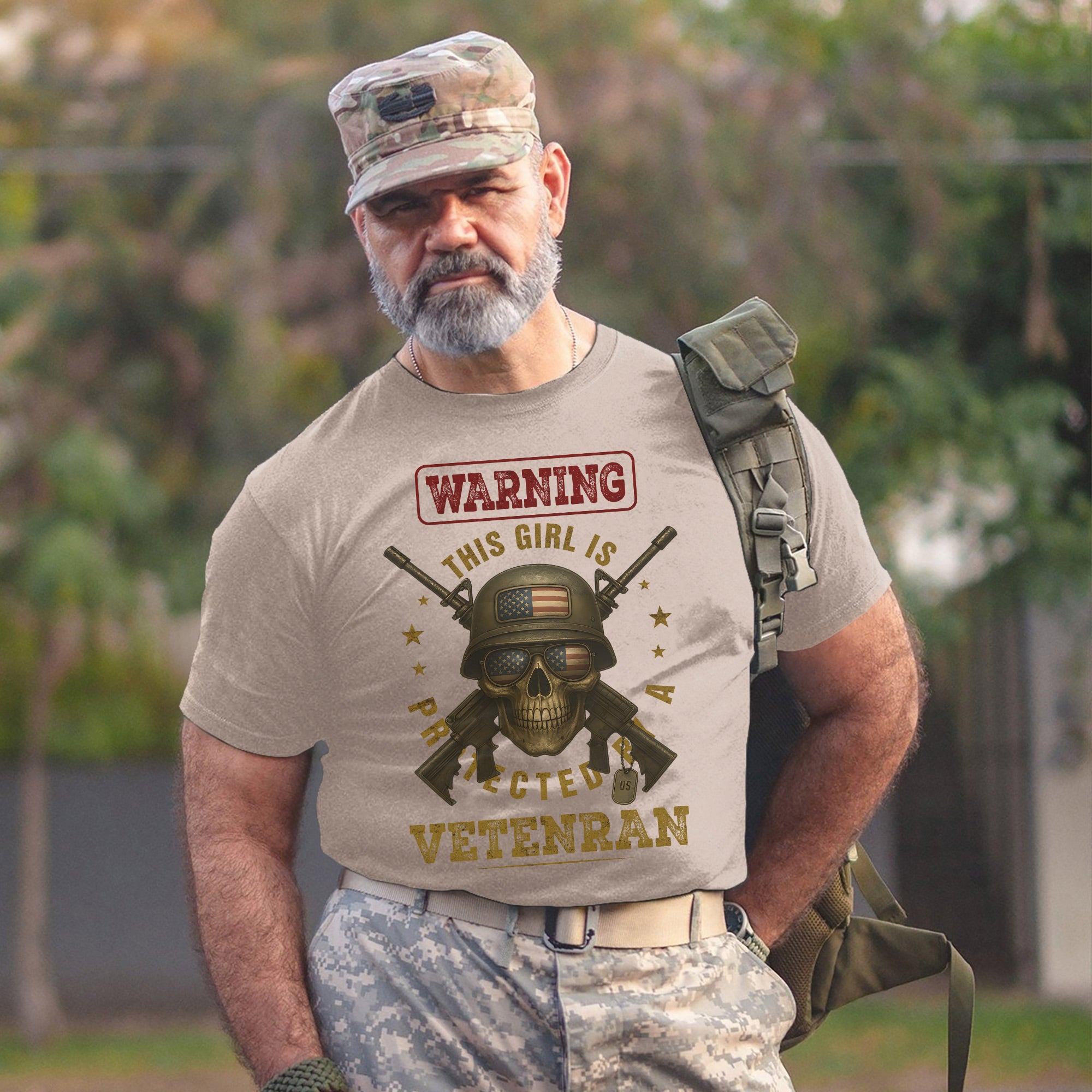 Warning This Girl Is Protected by a Veteran Proud US Military Patriotic Pride T-Shirt