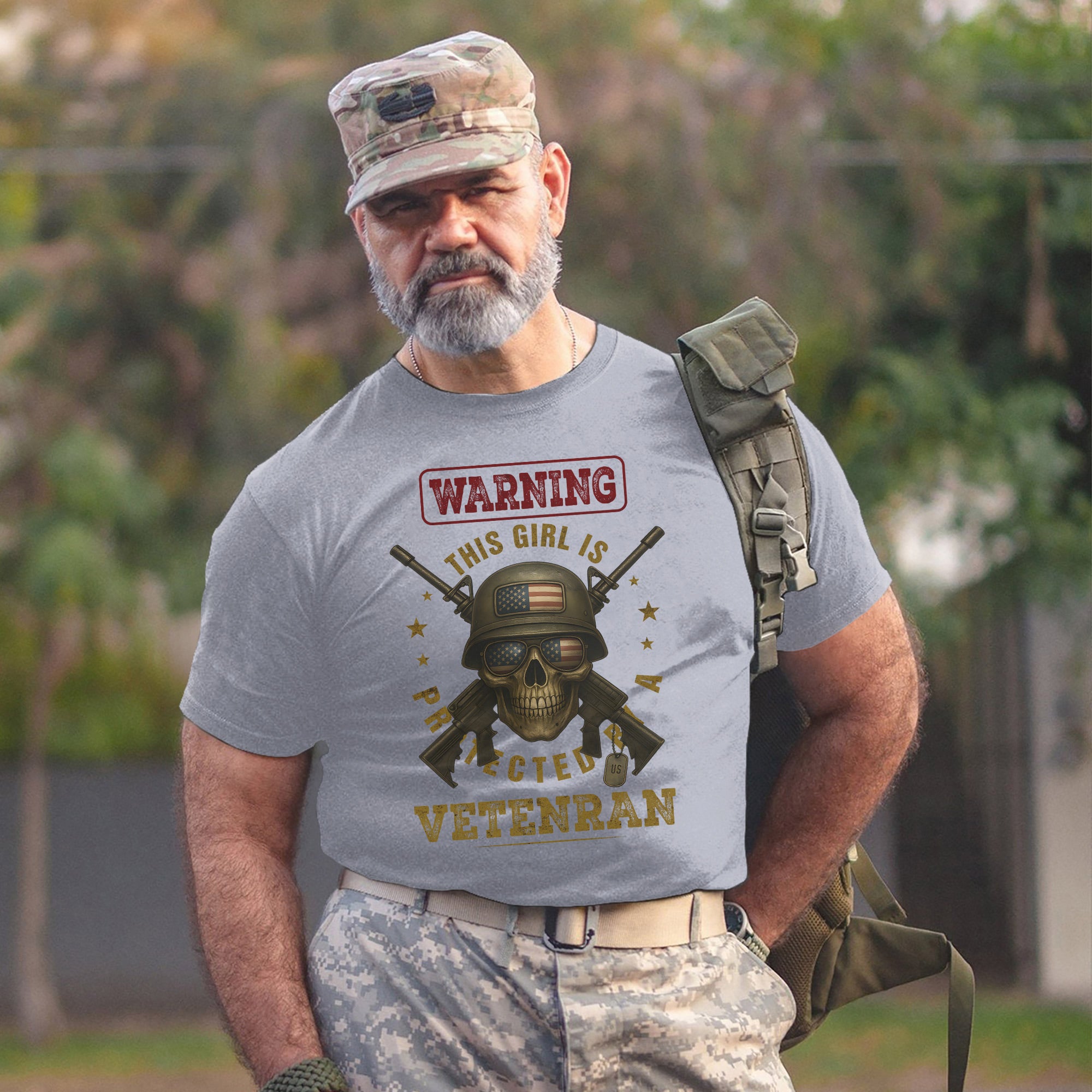 Warning This Girl Is Protected by a Veteran Proud US Military Patriotic Pride T-Shirt