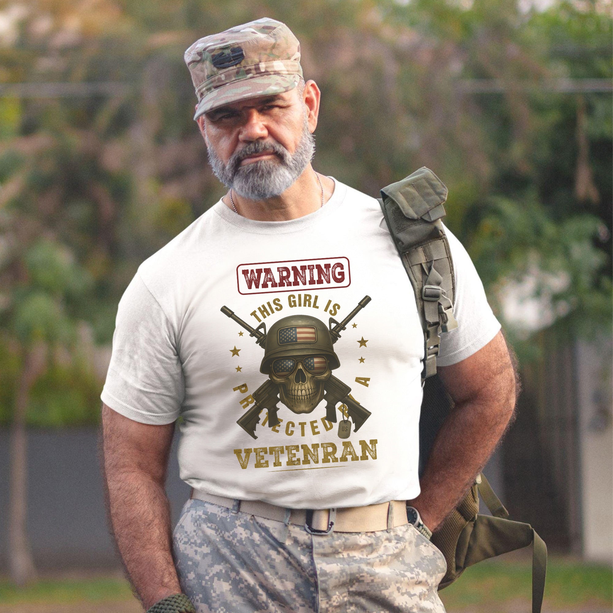 Warning This Girl Is Protected by a Veteran Proud US Military Patriotic Pride T-Shirt