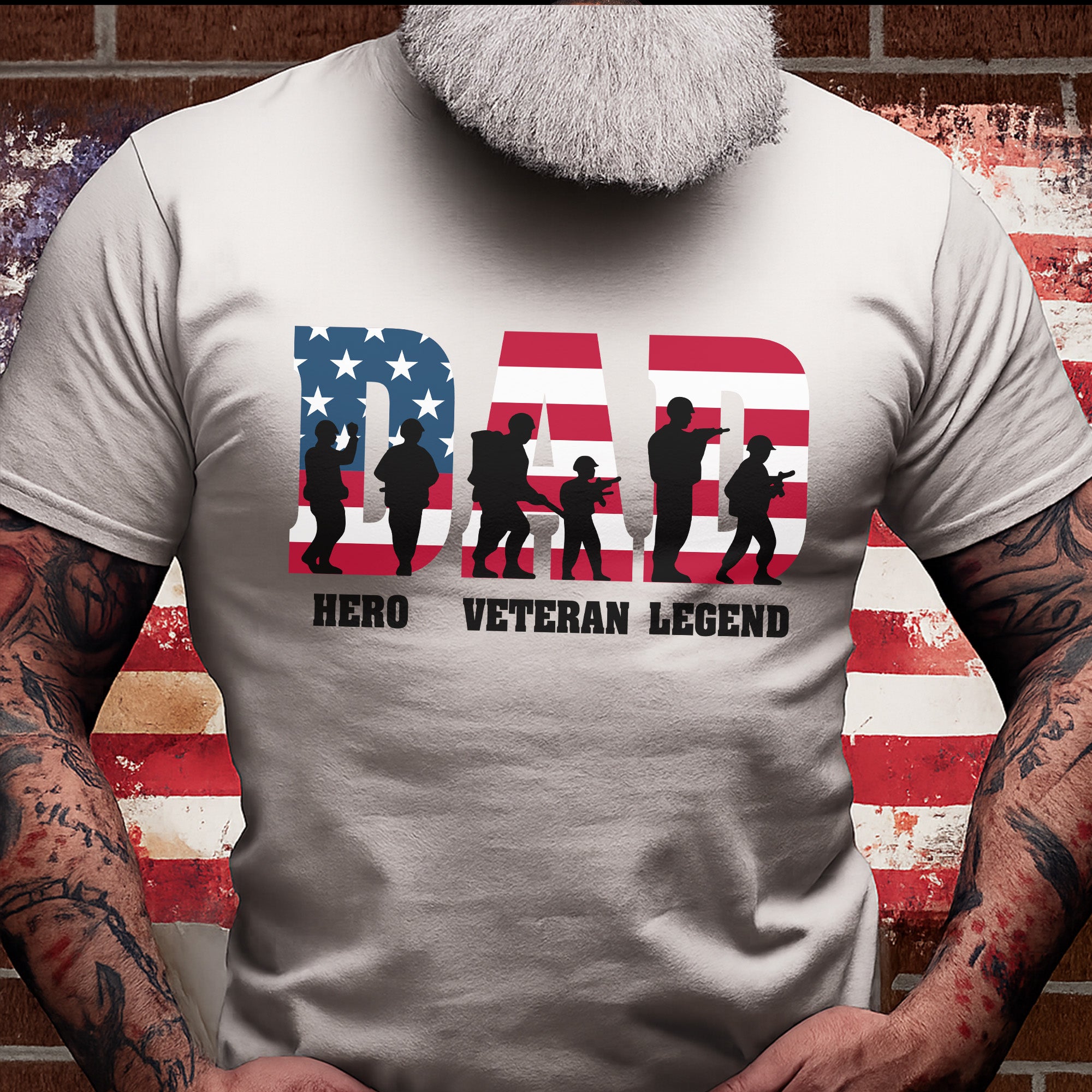 Dad Hero Veteran Legend Proud US Military Patriotic Service Pride T-Shirt