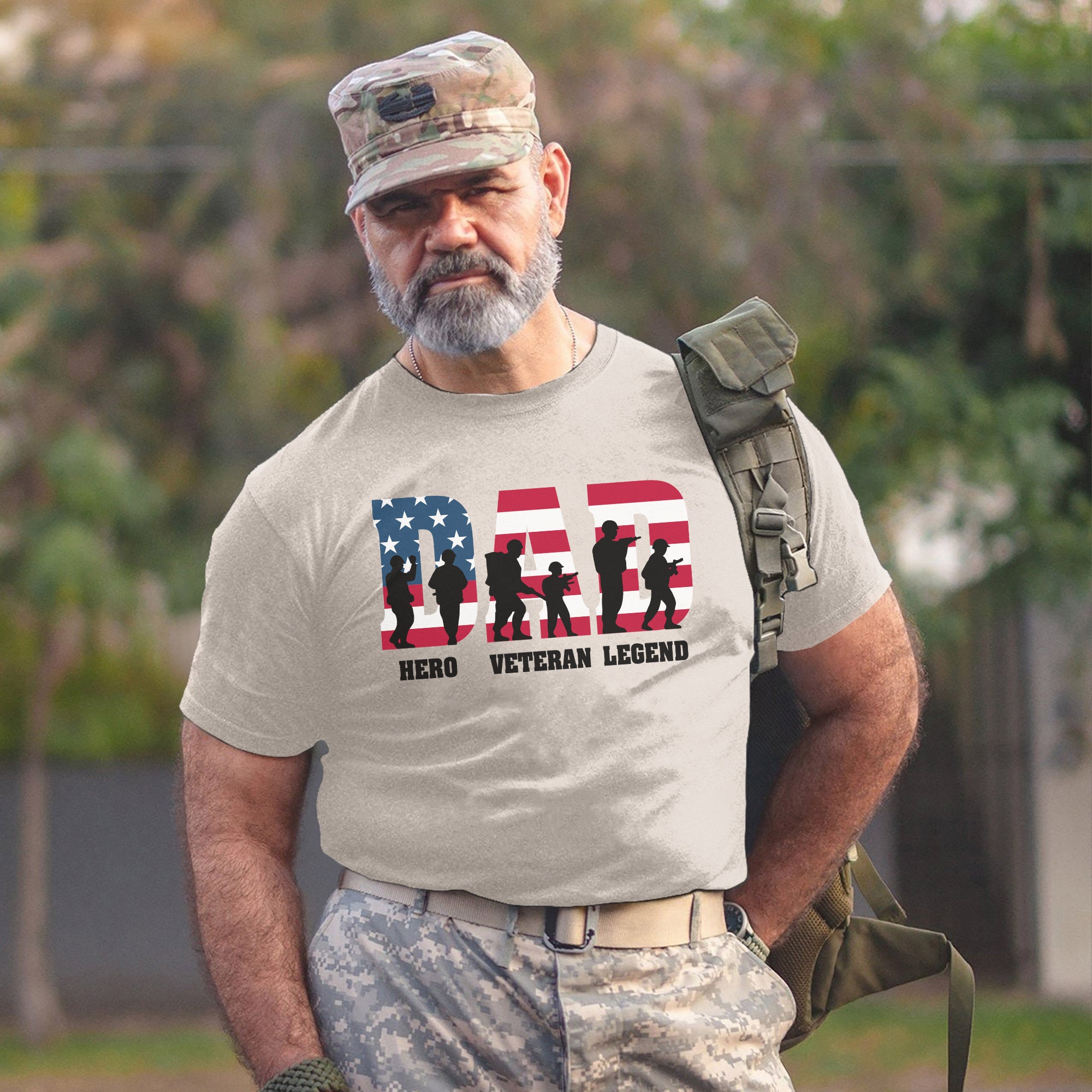 Dad Hero Veteran Legend Proud US Military Patriotic Service Pride T-Shirt