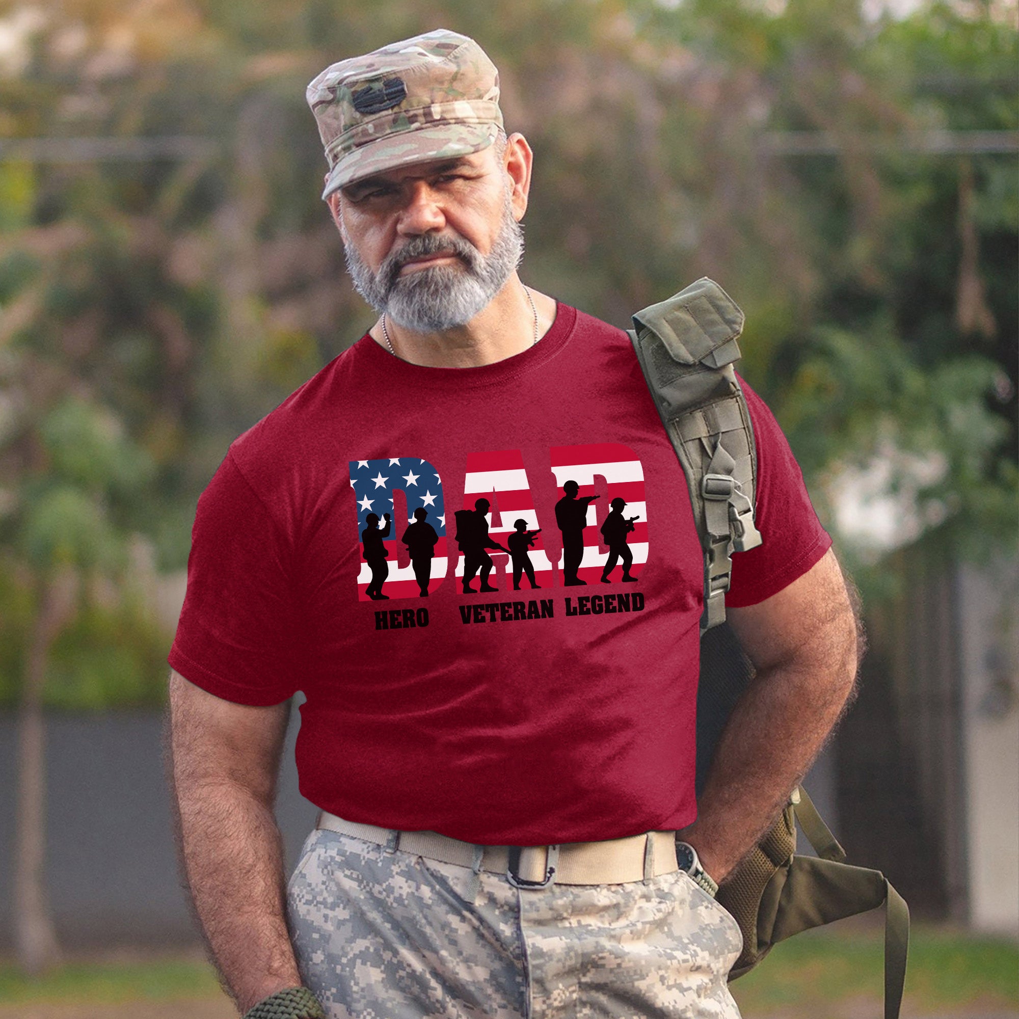 Dad Hero Veteran Legend Proud US Military Patriotic Service Pride T-Shirt