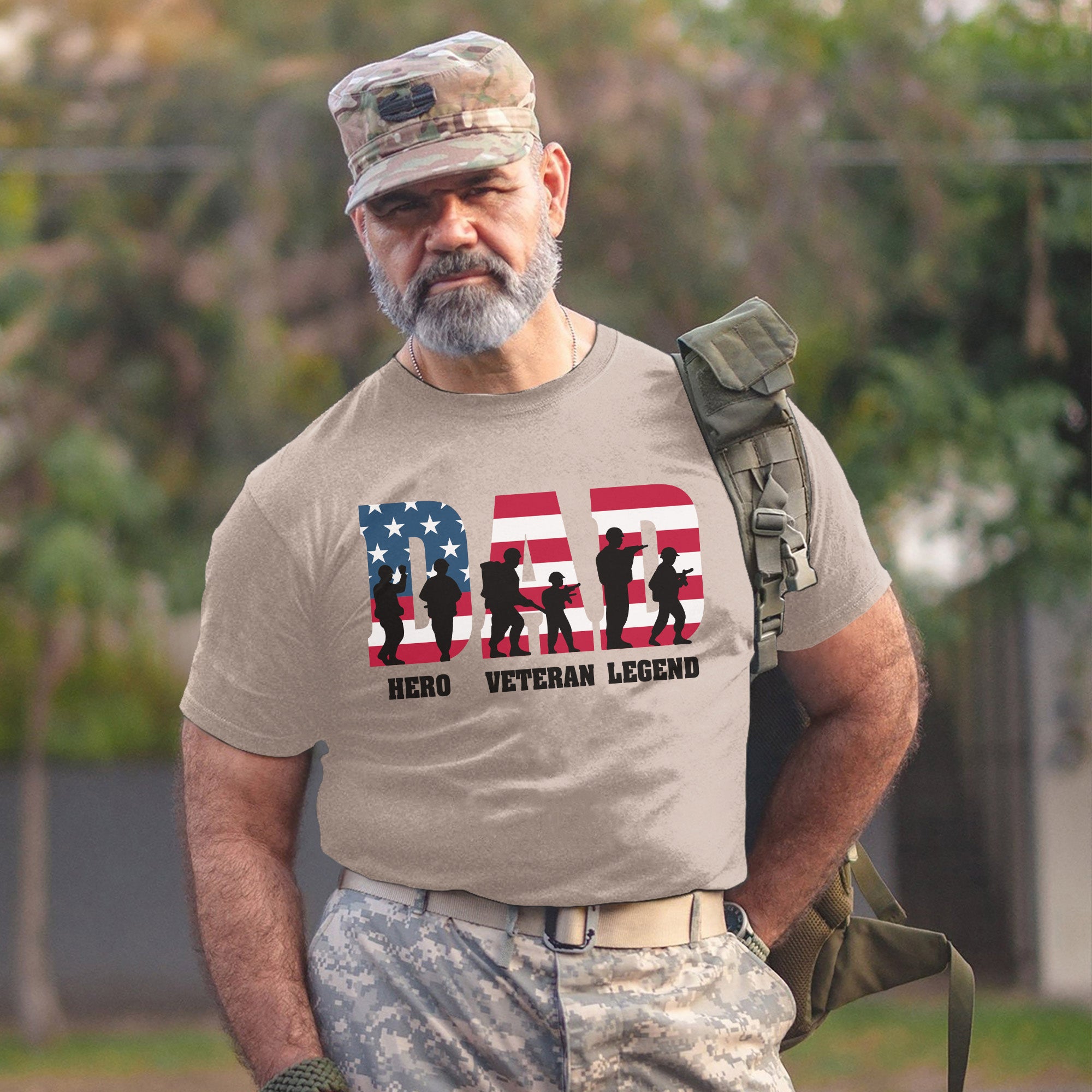 Dad Hero Veteran Legend Proud US Military Patriotic Service Pride T-Shirt