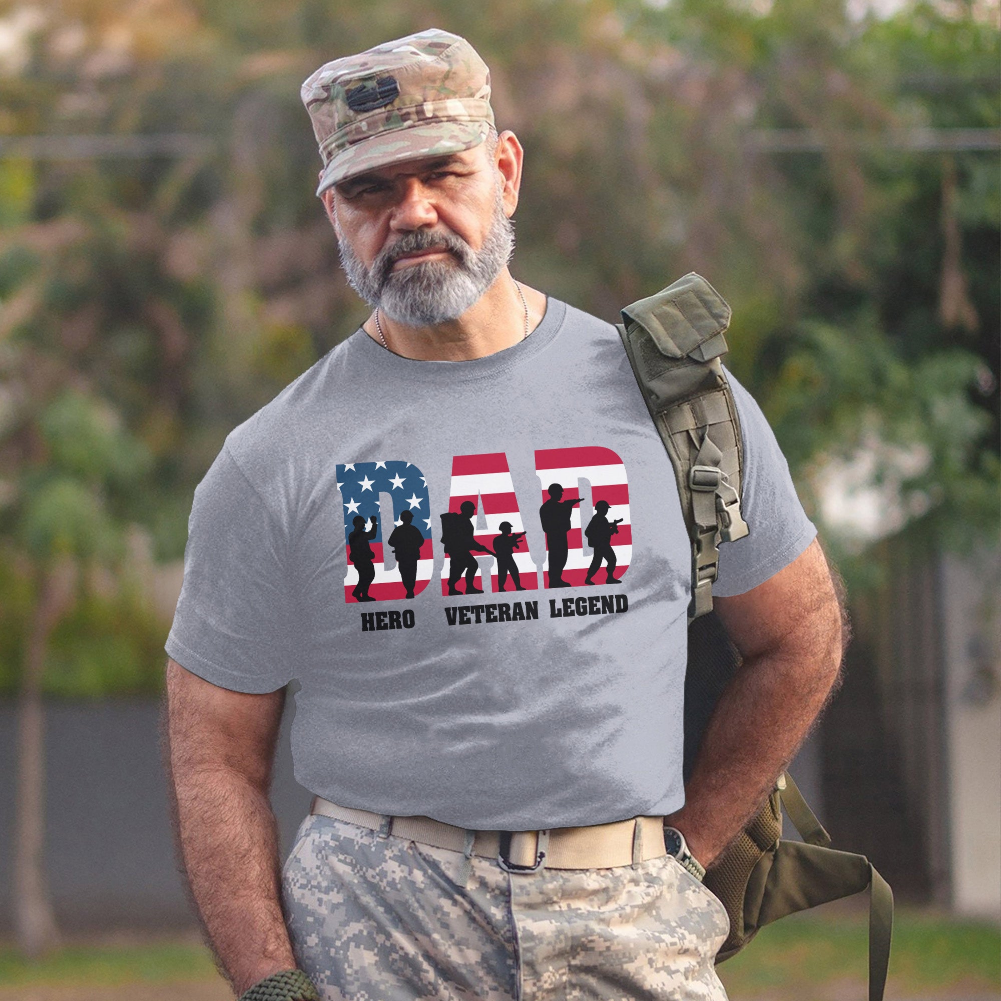 Dad Hero Veteran Legend Proud US Military Patriotic Service Pride T-Shirt