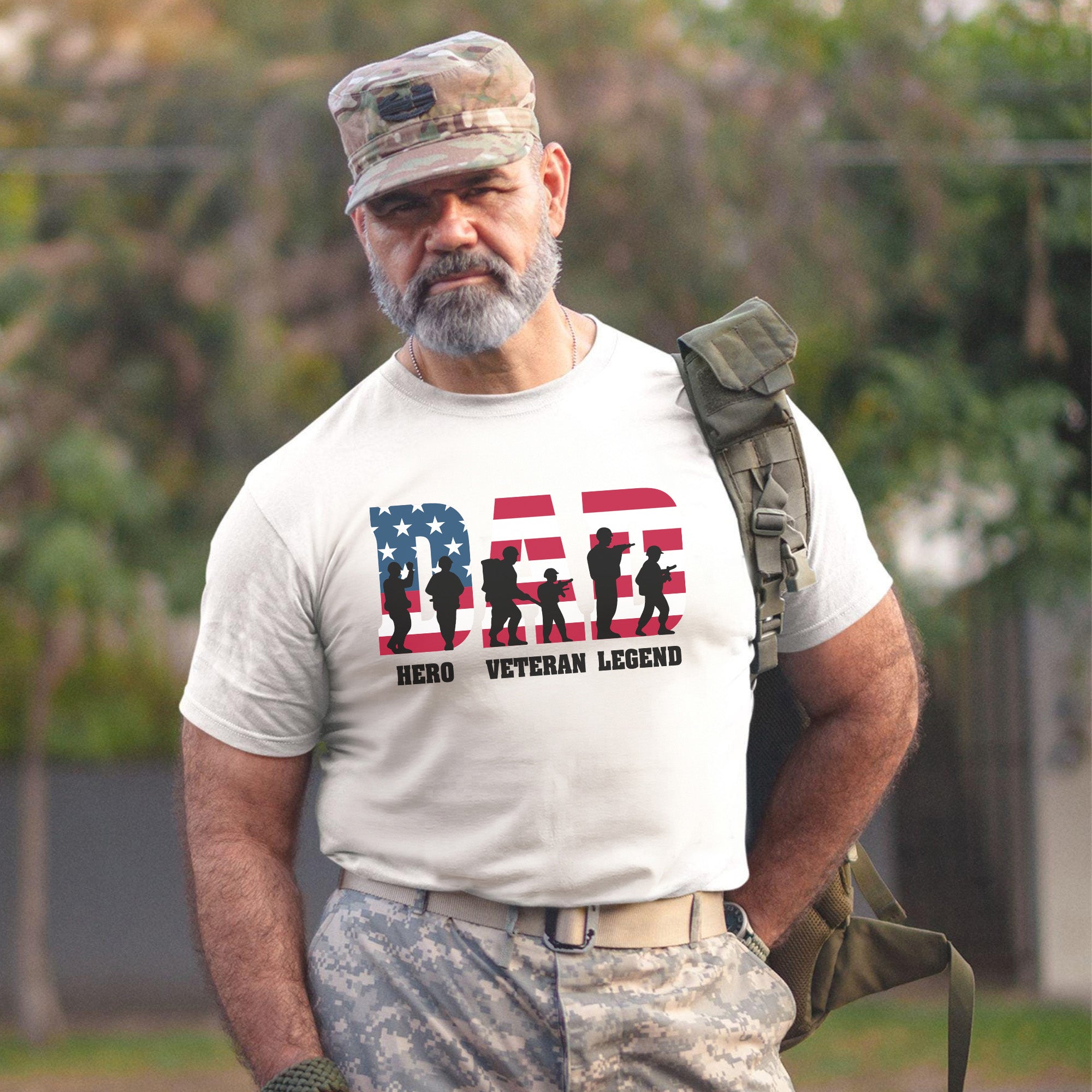 Dad Hero Veteran Legend Proud US Military Patriotic Service Pride T-Shirt