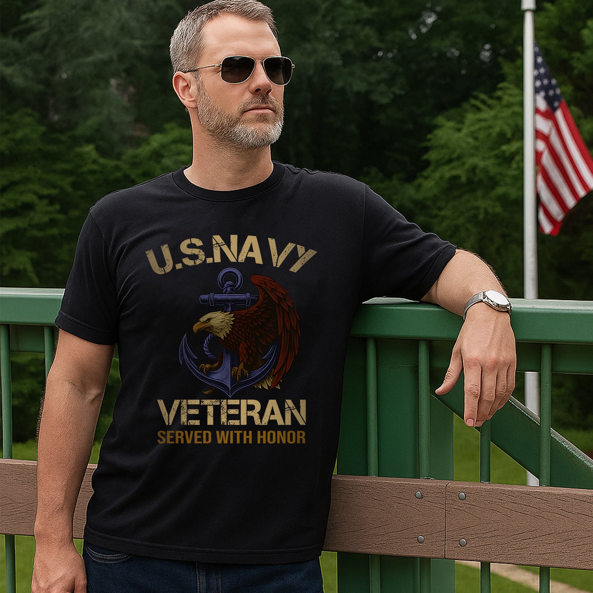 Served with Honor Proud US Military Veteran Patriotic Pride T-Shirt