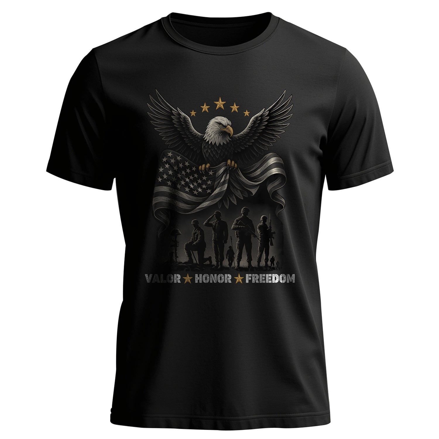 Valor Honor Freedom Proud US Military T-Shirt