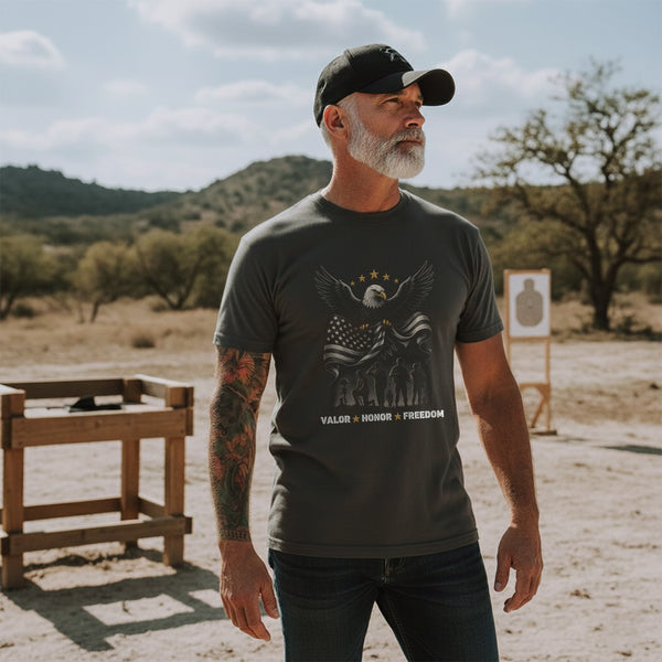 Valor Honor Freedom Proud US Military T-Shirt