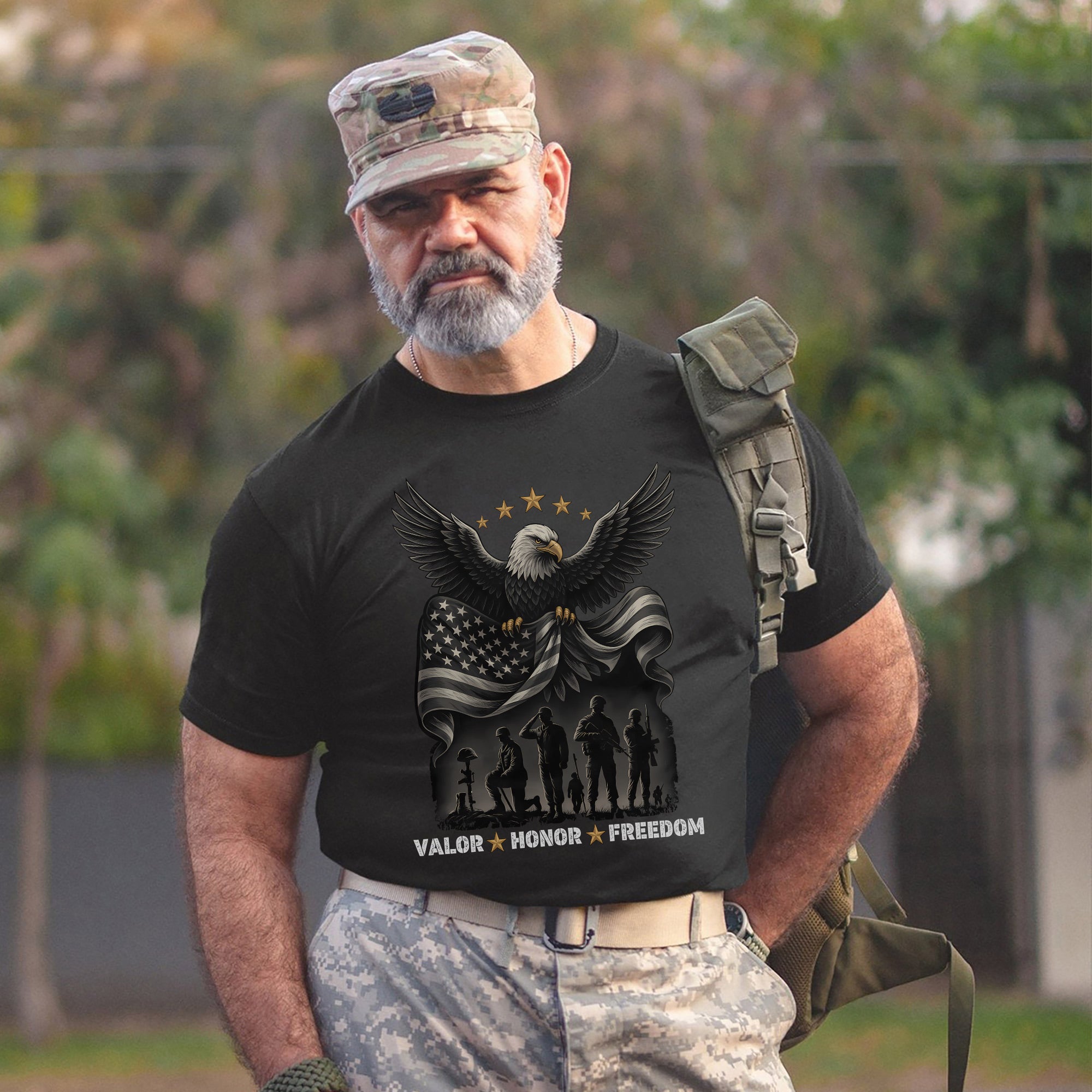 Valor Honor Freedom Proud US Military Veteran Patriotic Pride T-Shirt
