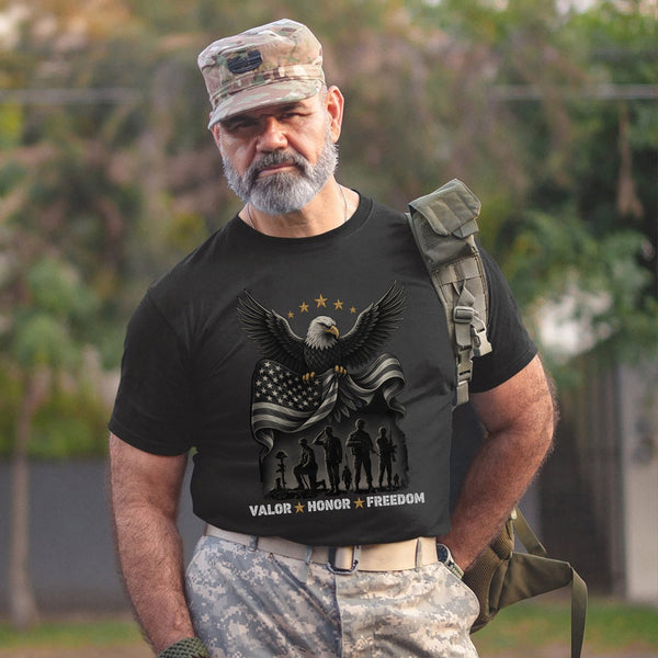Valor Honor Freedom Proud US Military T-Shirt