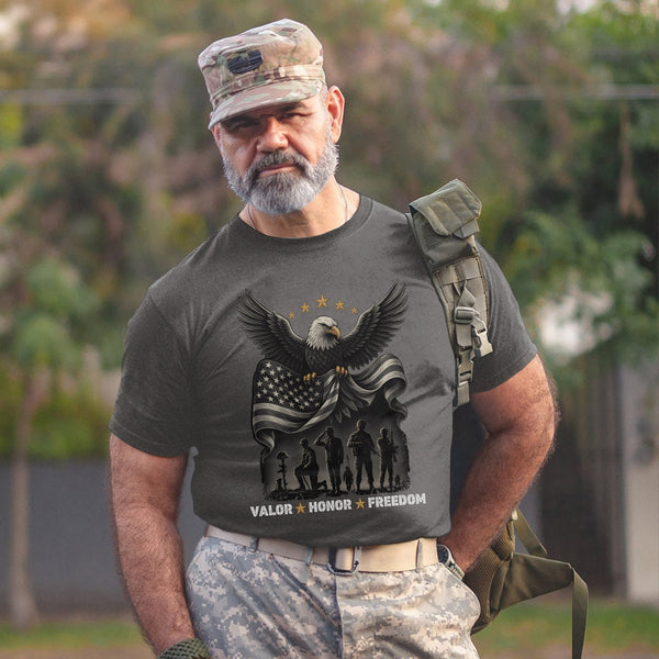 Valor Honor Freedom Proud US Military T-Shirt