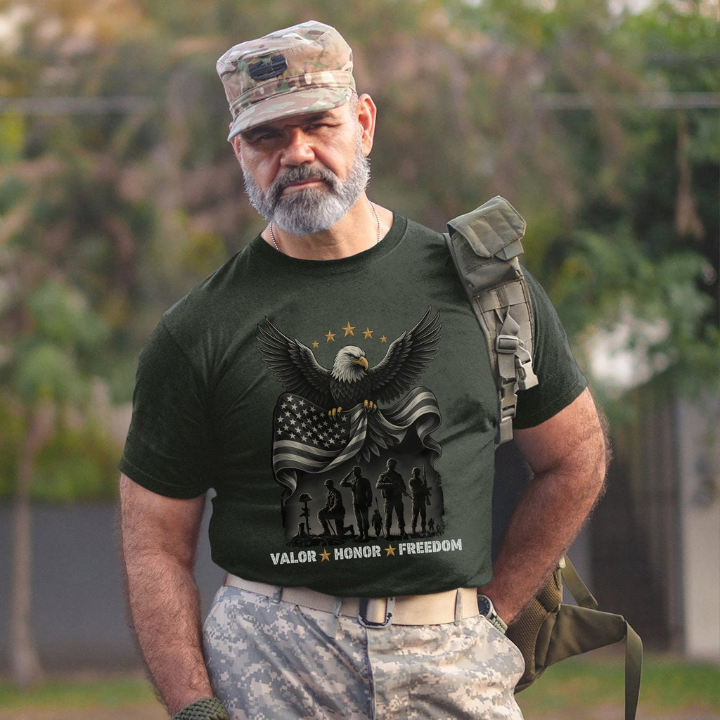Valor Honor Freedom Proud US Military T-Shirt