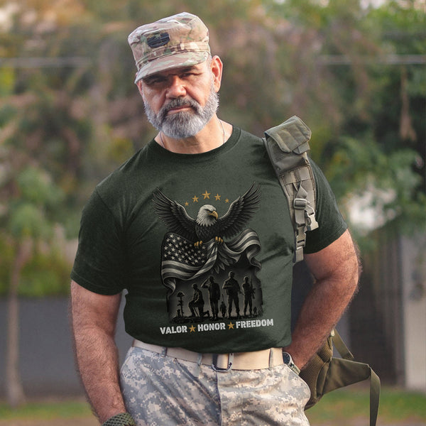 Valor Honor Freedom Proud US Military T-Shirt