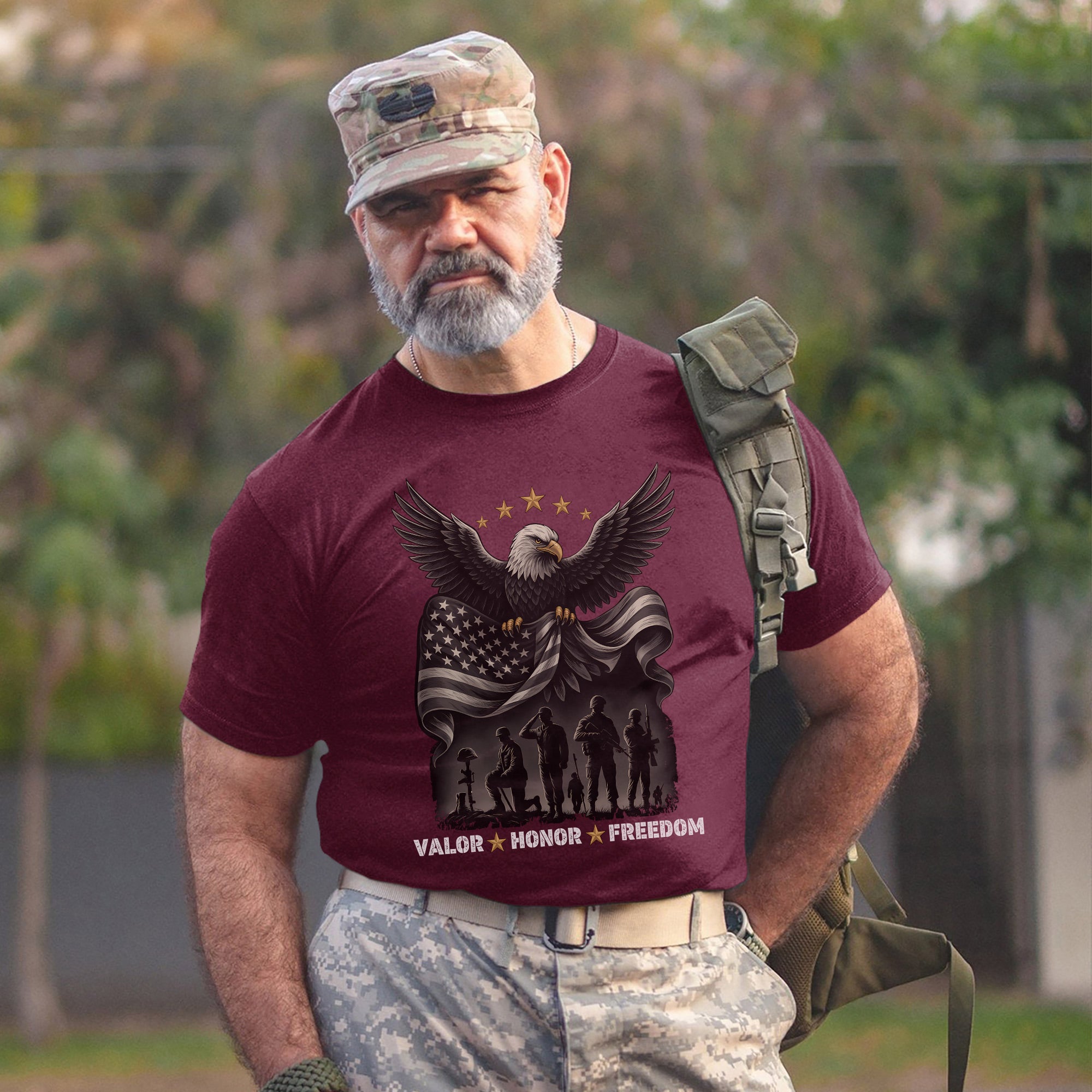 Valor Honor Freedom Proud US Military Veteran Patriotic Pride T-Shirt