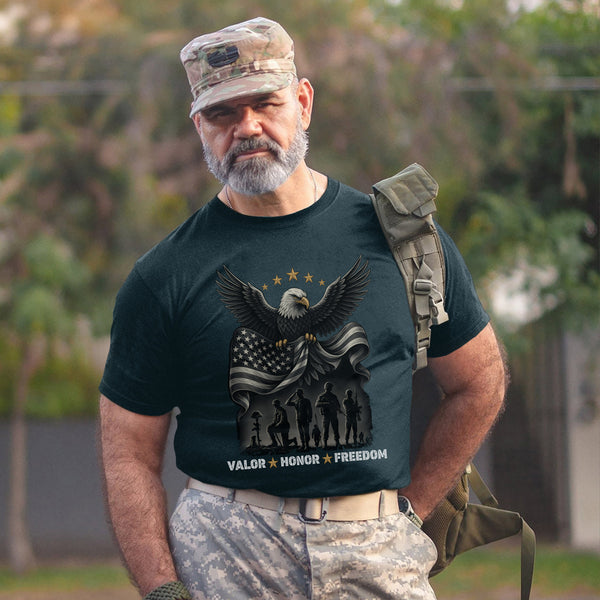 Valor Honor Freedom Proud US Military T-Shirt
