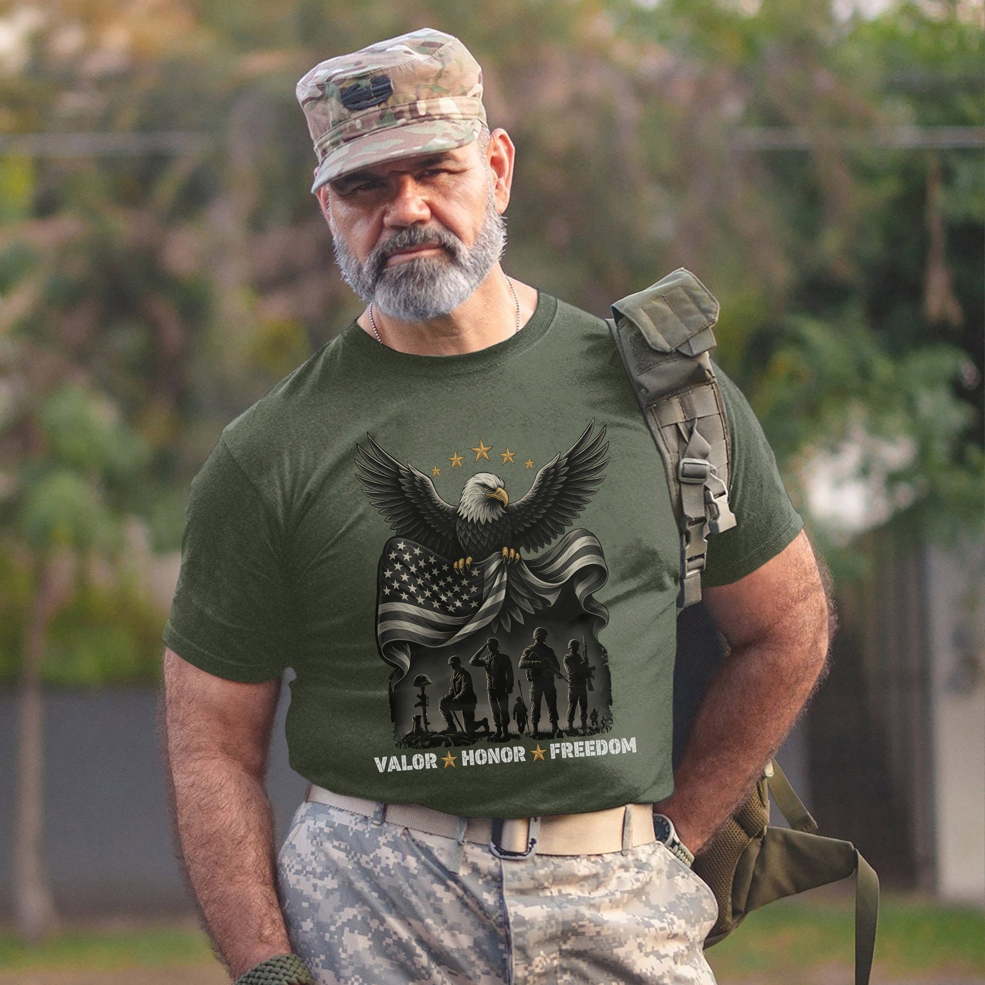 Valor Honor Freedom Proud US Military Veteran Patriotic Pride T-Shirt