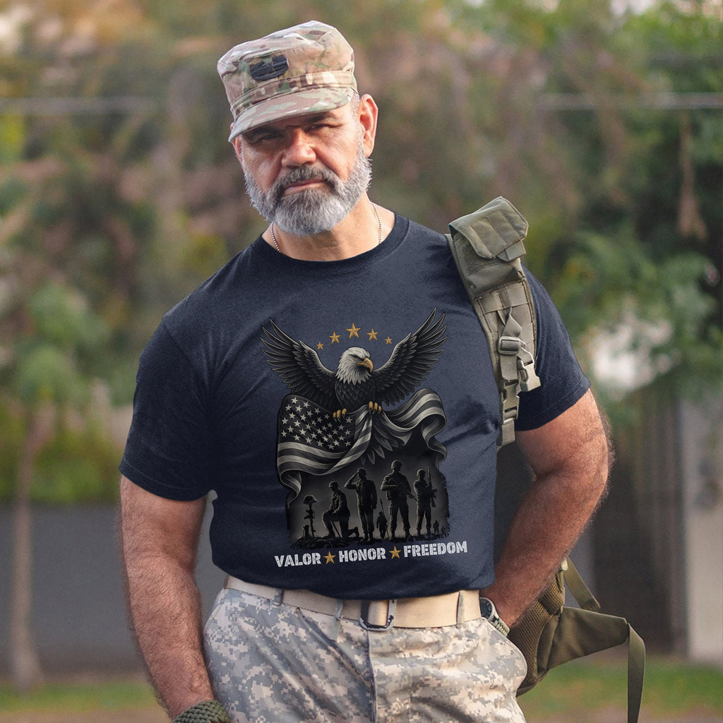 Valor Honor Freedom Proud US Military T-Shirt