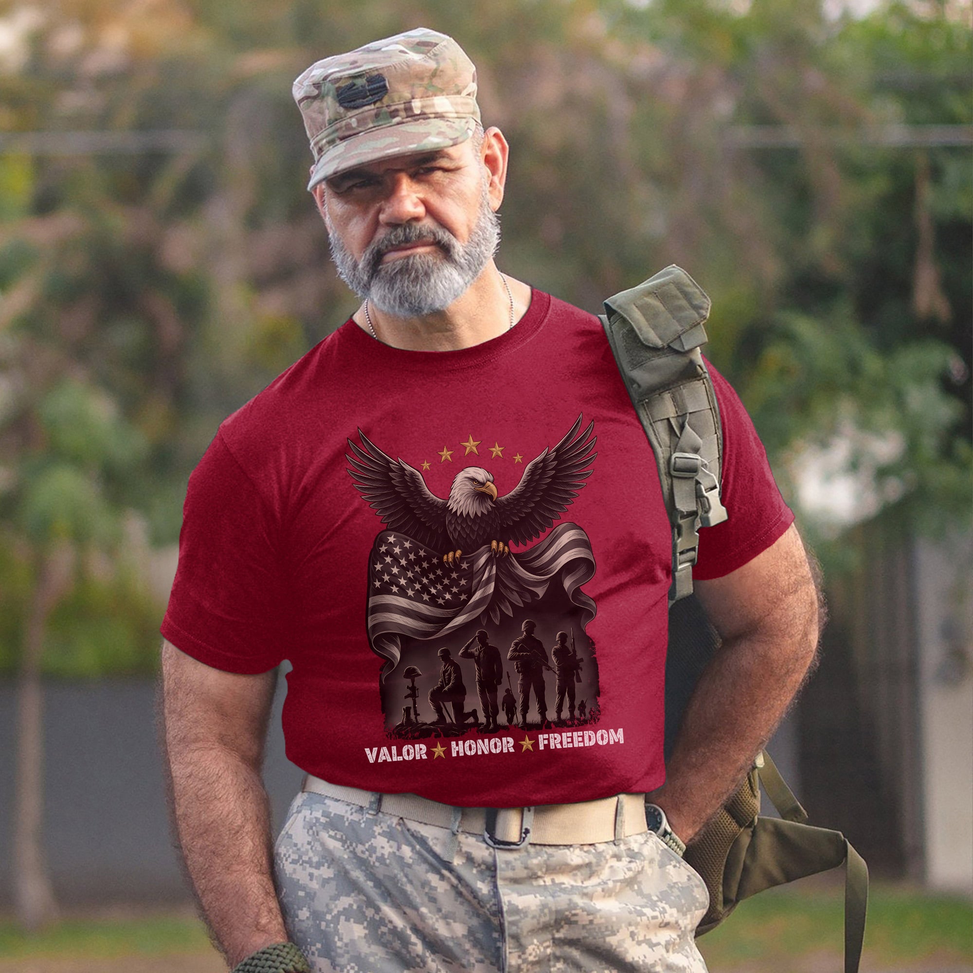 Valor Honor Freedom Proud US Military Veteran Patriotic Pride T-Shirt