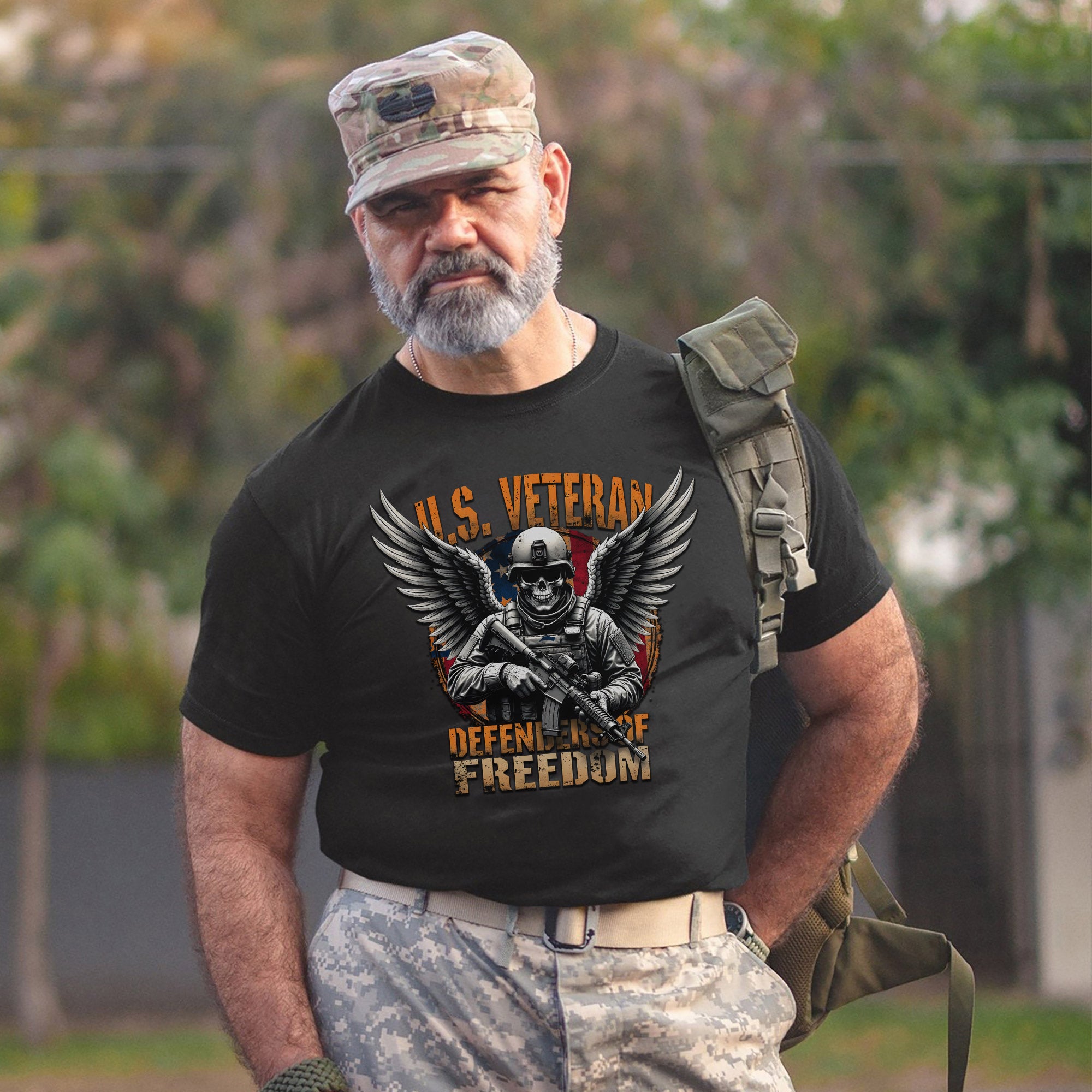 Defenders of Freedom Proud US Military Veteran Patriotic Service T-Shirt