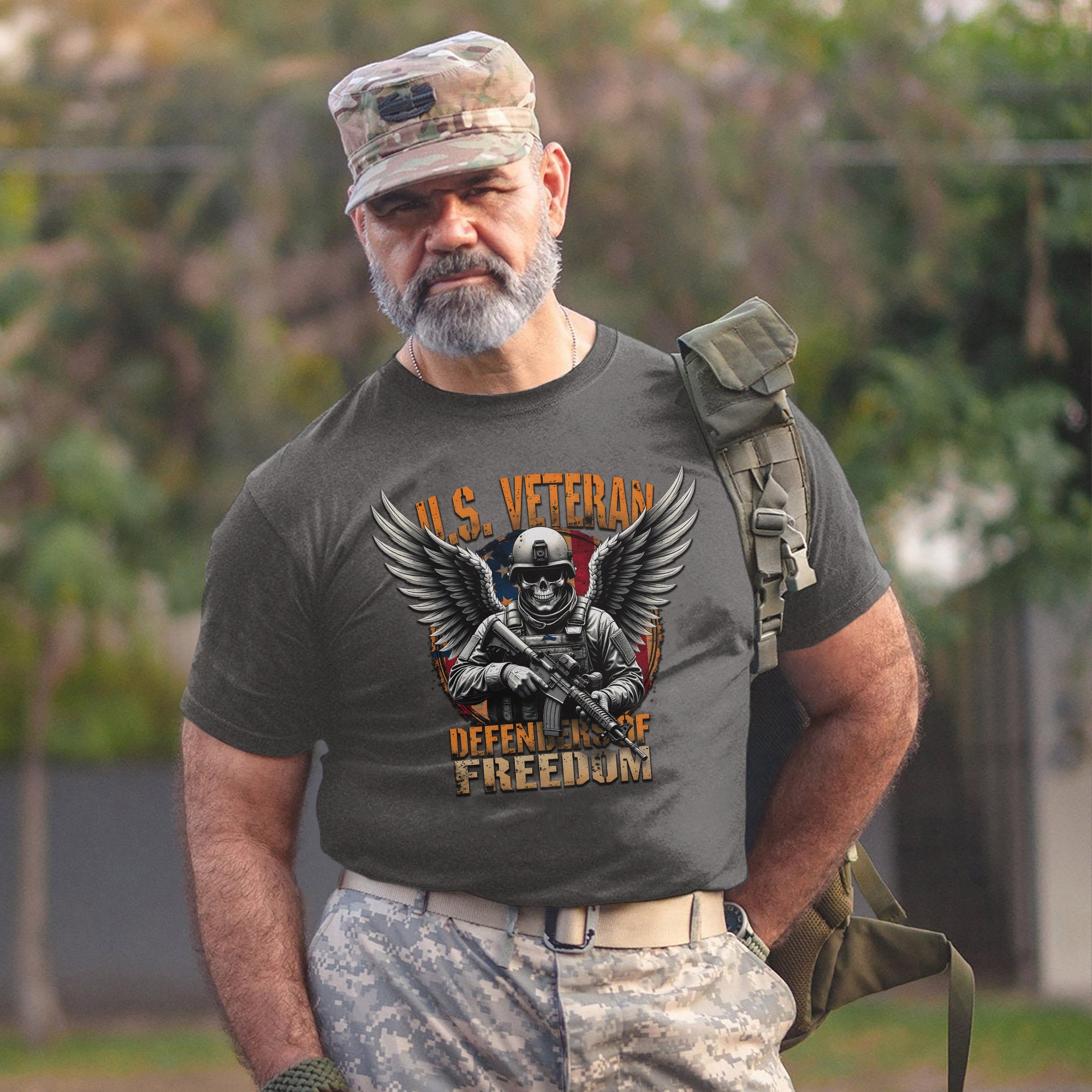Defenders of Freedom Proud US Military Veteran Patriotic Service T-Shirt