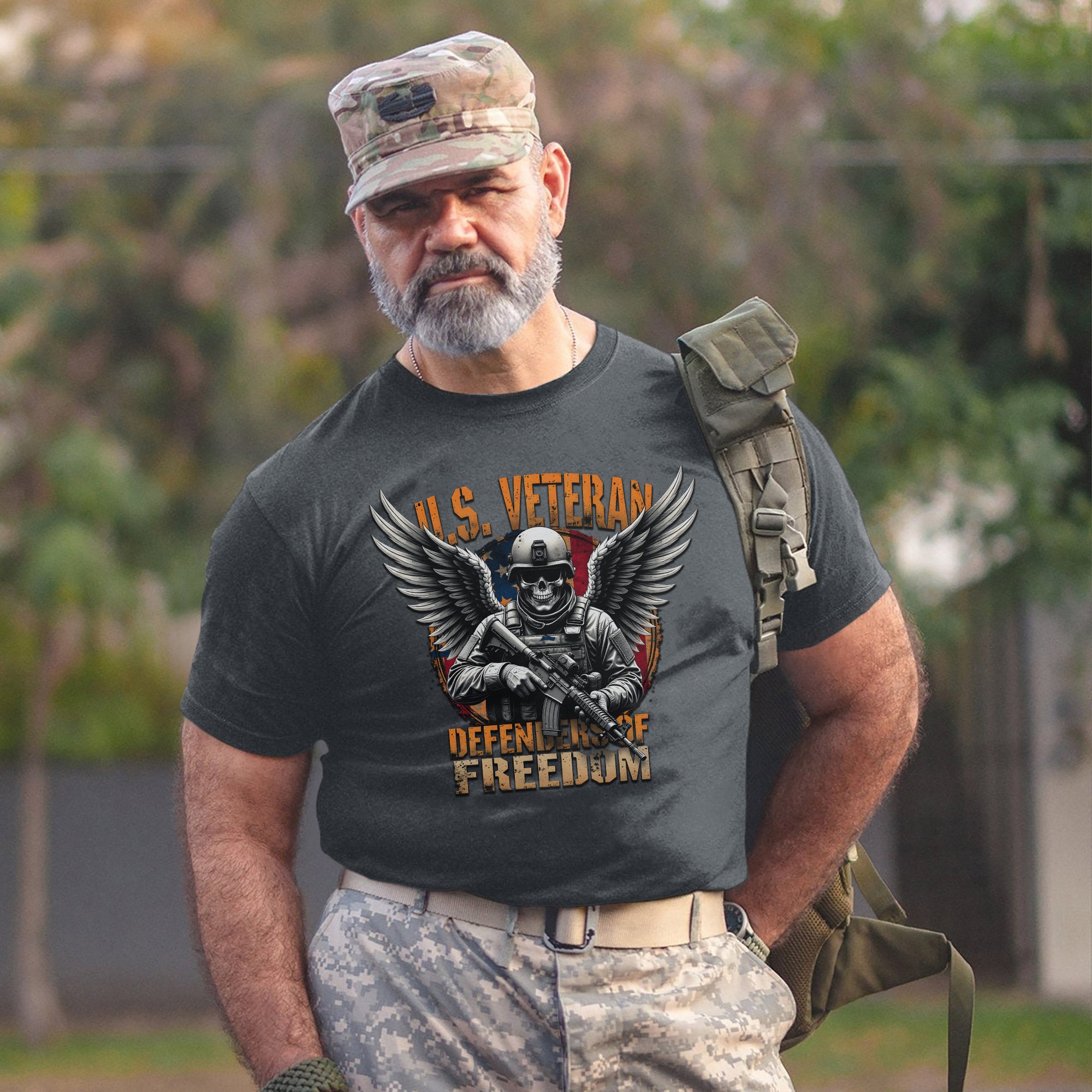 Defenders of Freedom Proud US Military Veteran Patriotic Service T-Shirt