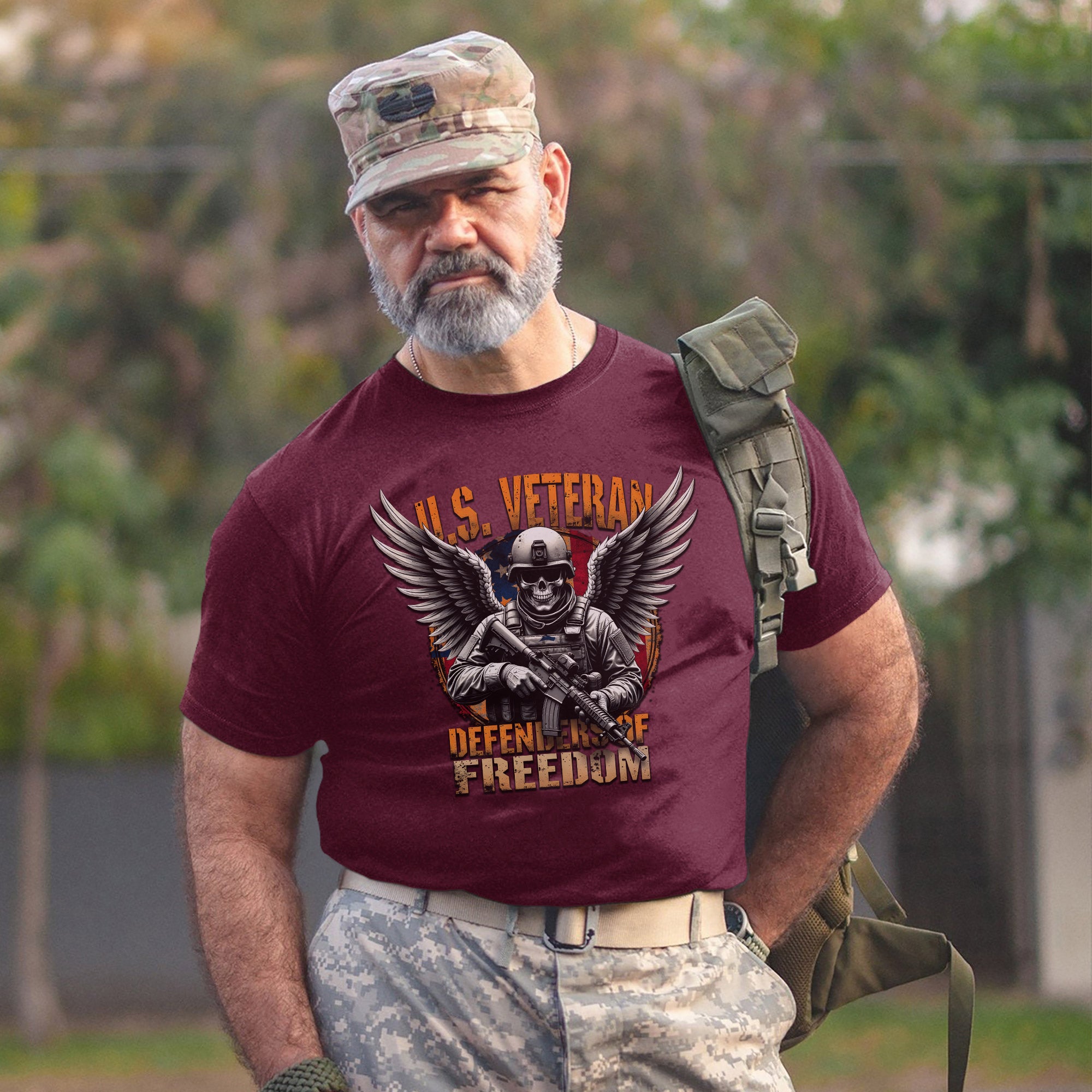 Defenders of Freedom Proud US Military Veteran Patriotic Service T-Shirt