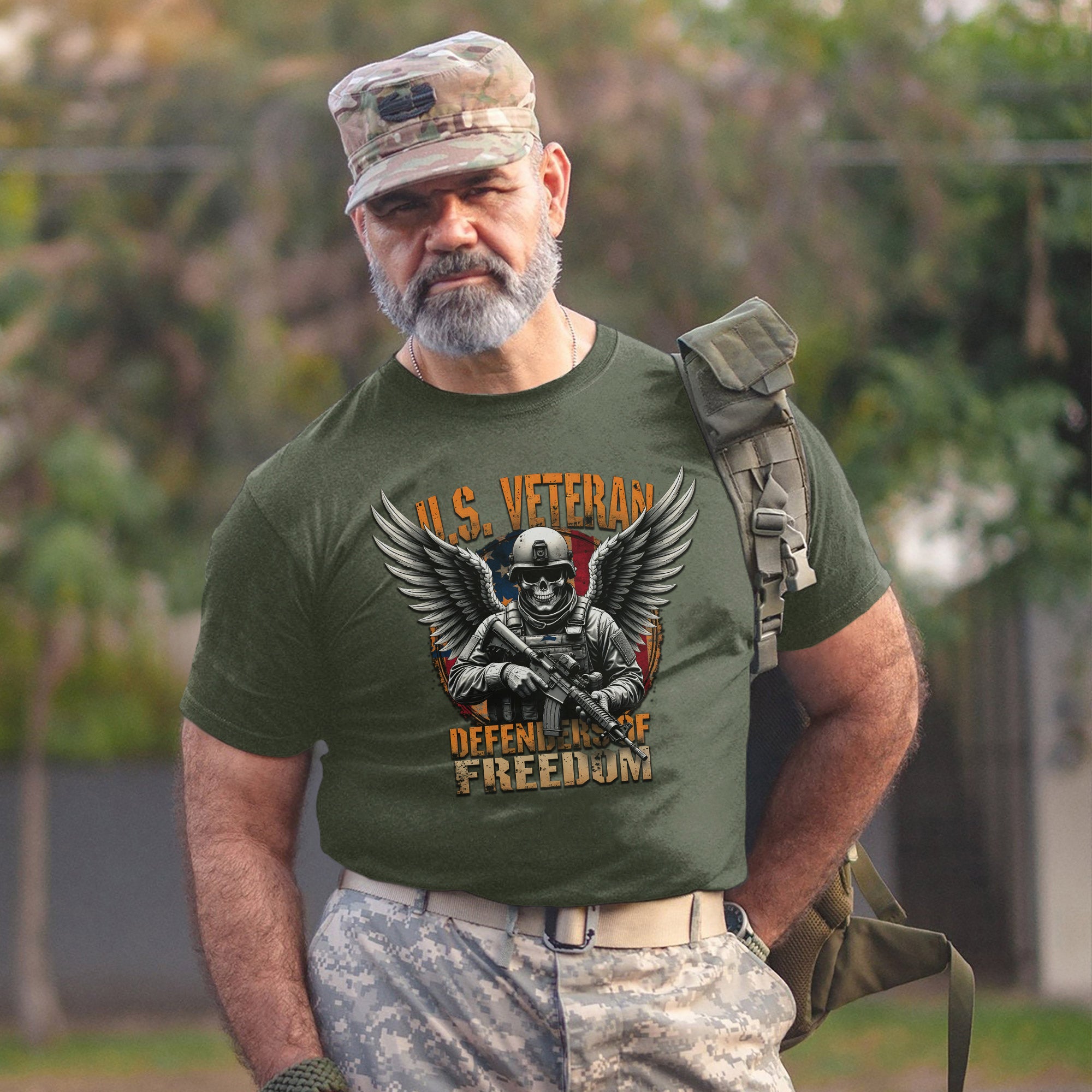 Defenders of Freedom Proud US Military Veteran Patriotic Service T-Shirt