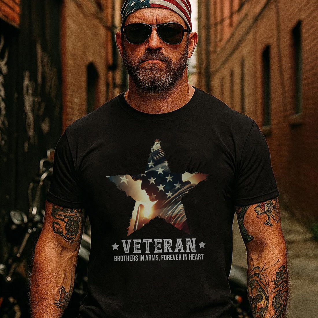 Brothers in Arms Forever in Heart Proud US Military Veteran Patriotic Pride T-Shirt