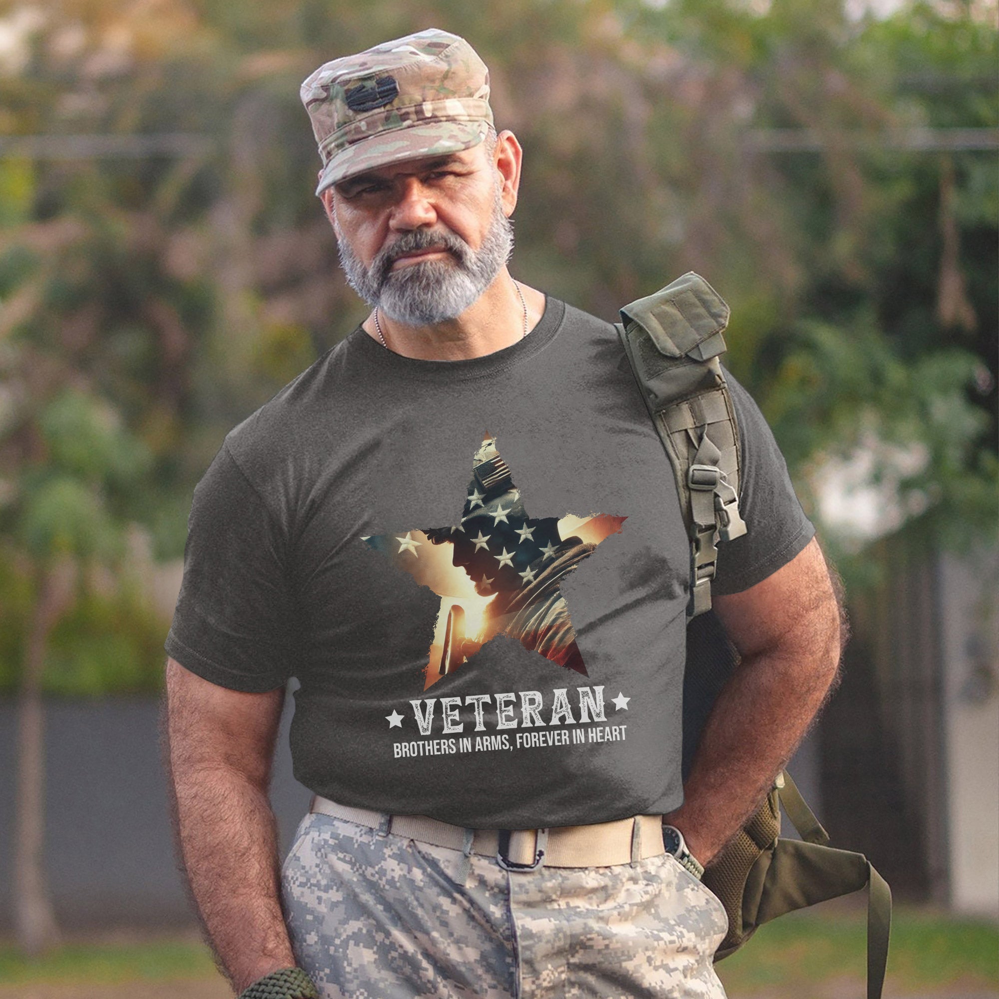 Brothers in Arms Forever in Heart Proud US Military Veteran Patriotic Pride T-Shirt