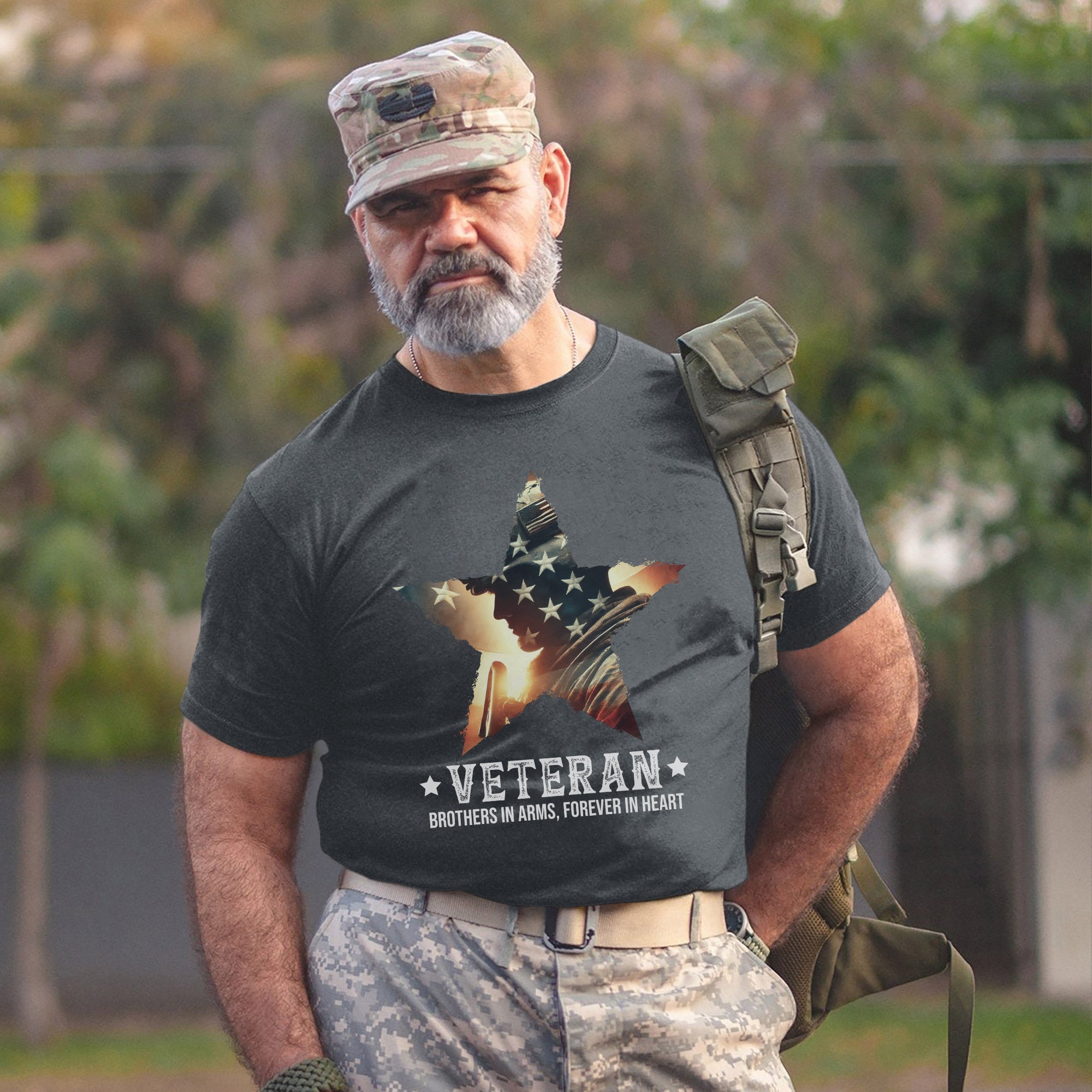 Brothers in Arms Forever in Heart Proud US Military Veteran Patriotic Pride T-Shirt