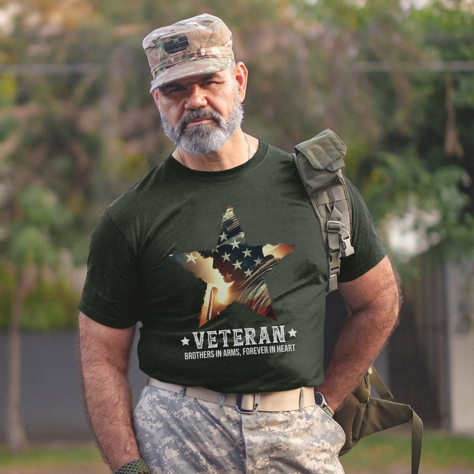 Brothers in Arms Forever in Heart Proud US Military Veteran Patriotic Pride T-Shirt