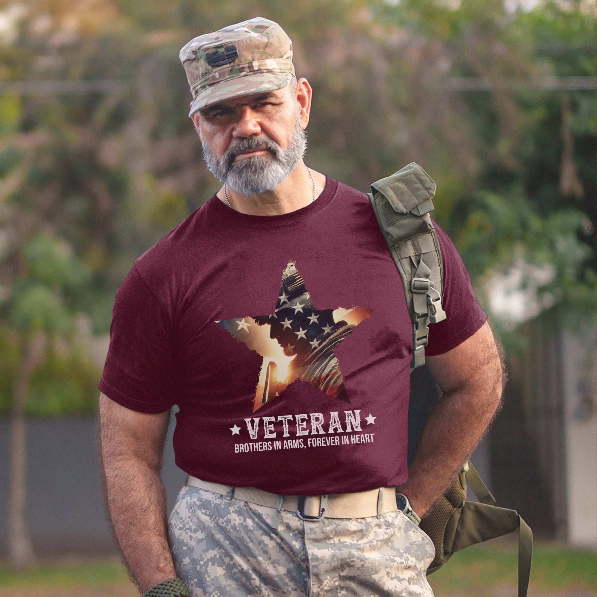Brothers in Arms Forever in Heart Proud US Military Veteran Patriotic Pride T-Shirt