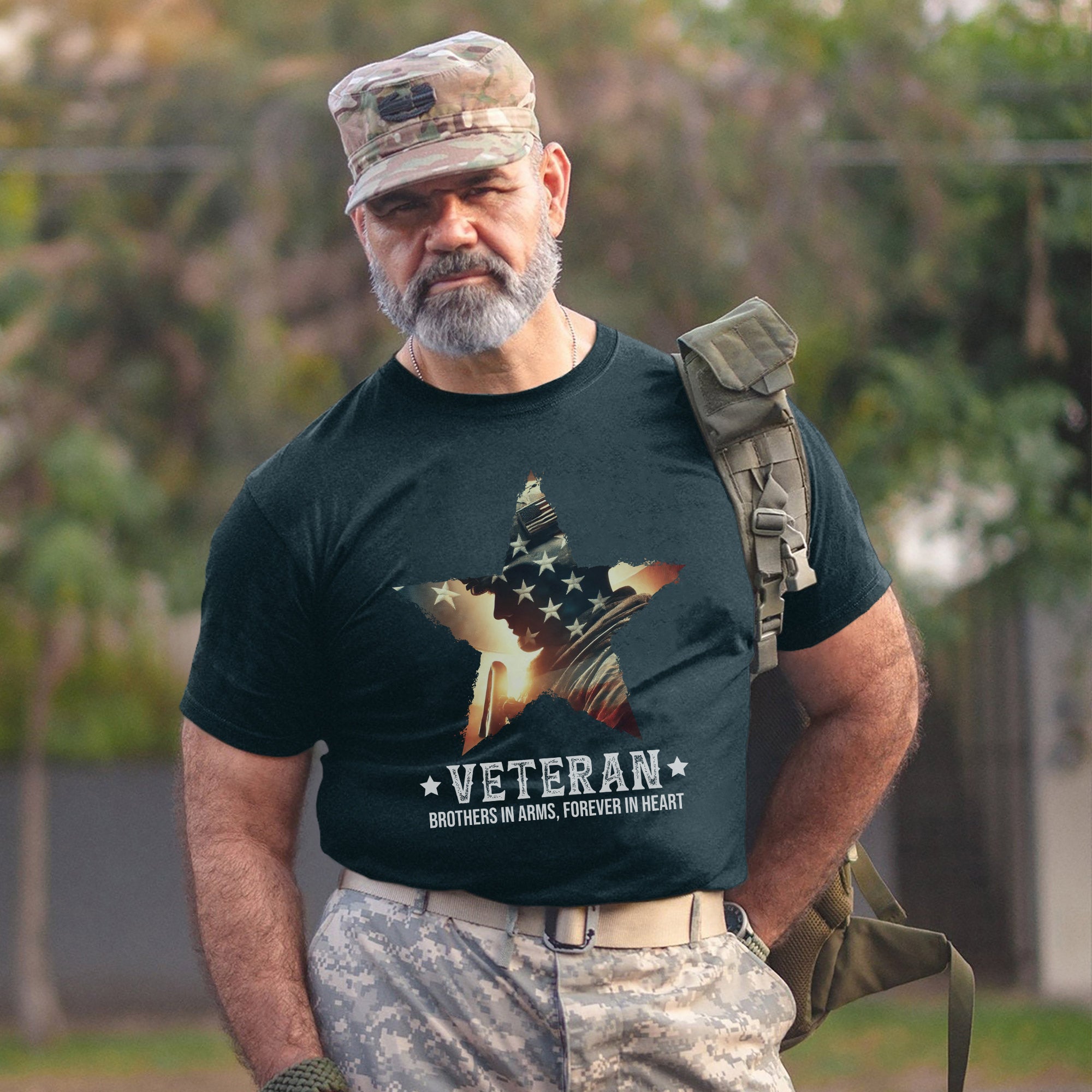 Brothers in Arms Forever in Heart Proud US Military Veteran Patriotic Pride T-Shirt