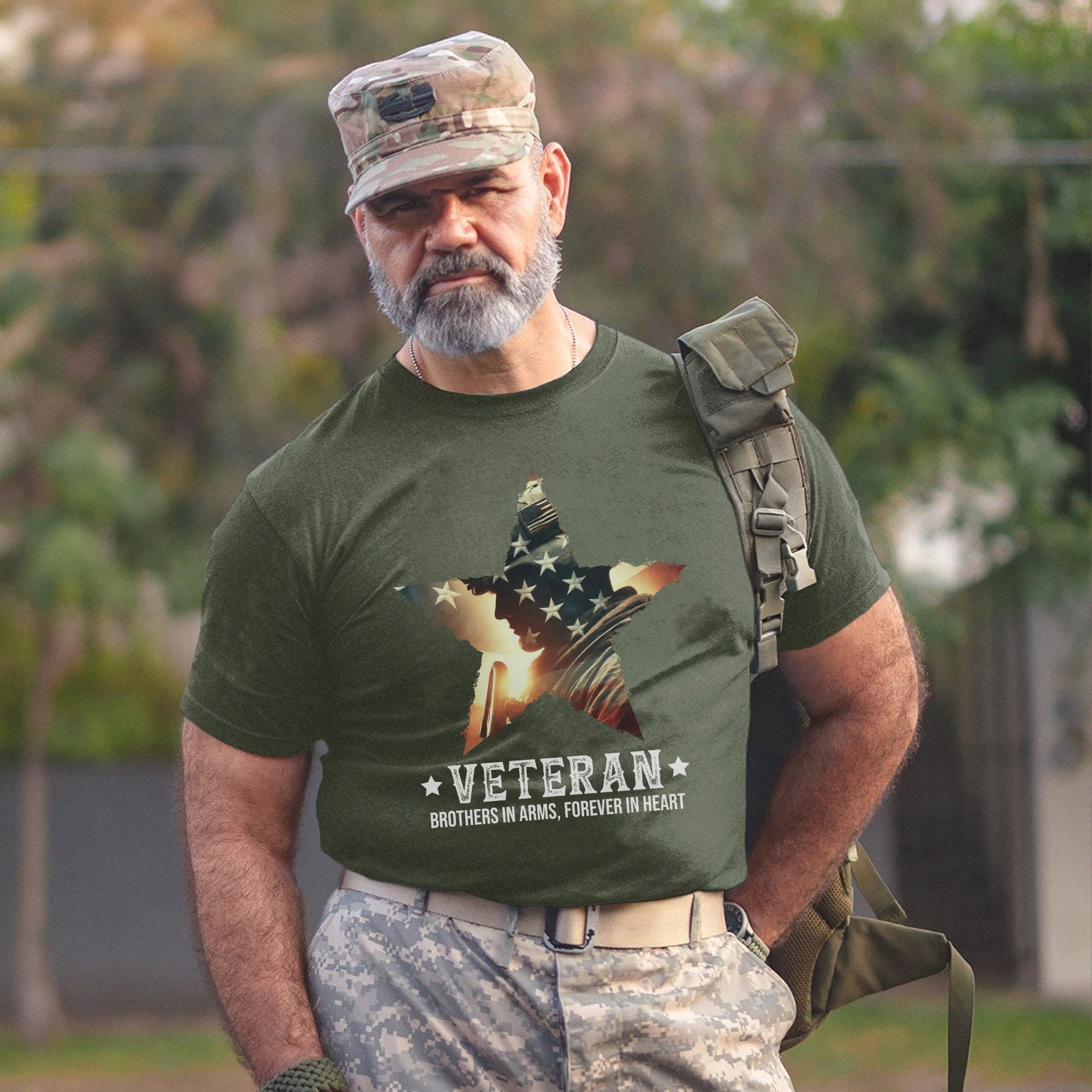 Brothers in Arms Forever in Heart Proud US Military Veteran Patriotic Pride T-Shirt