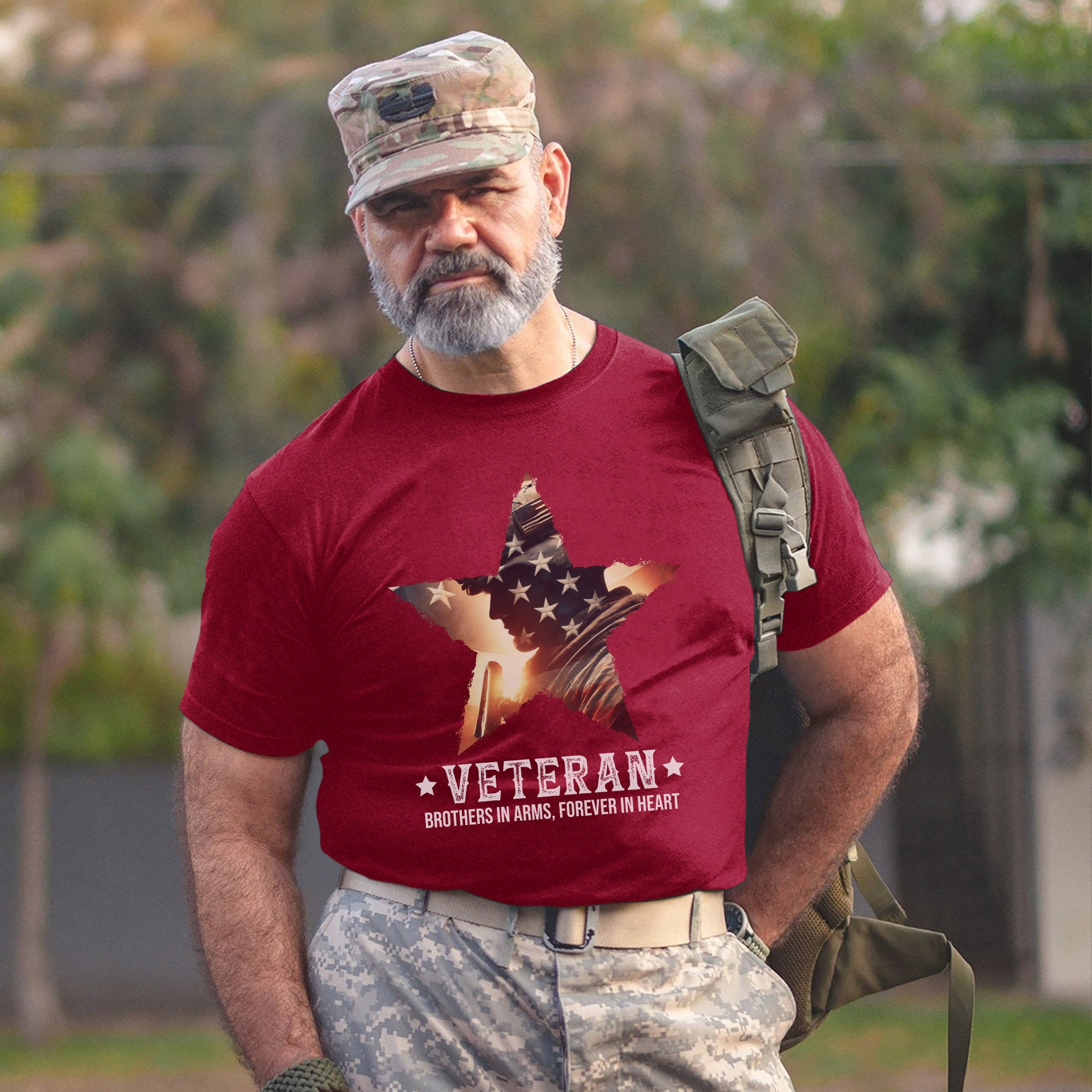 Brothers in Arms Forever in Heart Proud US Military Veteran Patriotic Pride T-Shirt