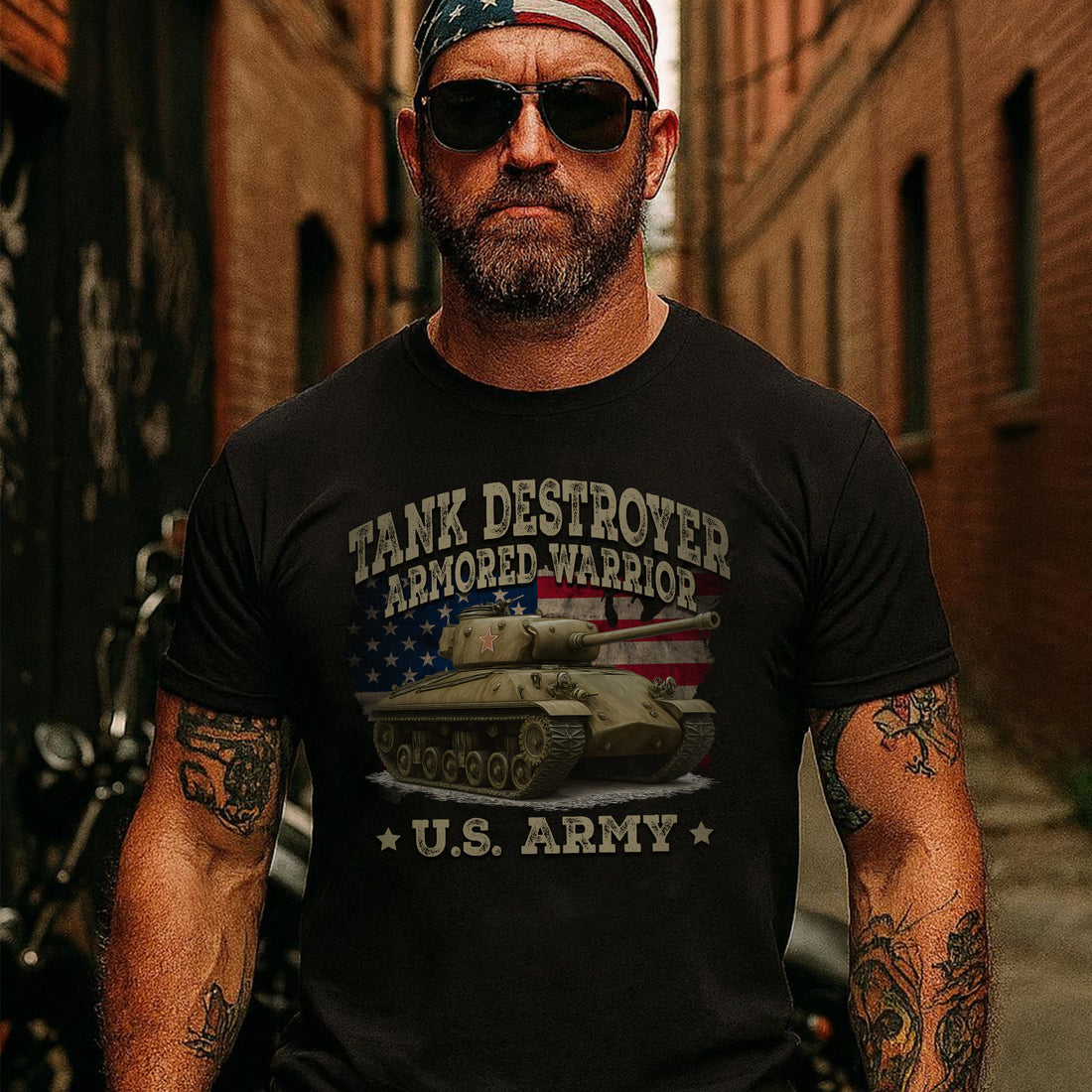 Tank Destroyer Armored Warrior Proud US Military Veteran Patriotic Service T-Shirt