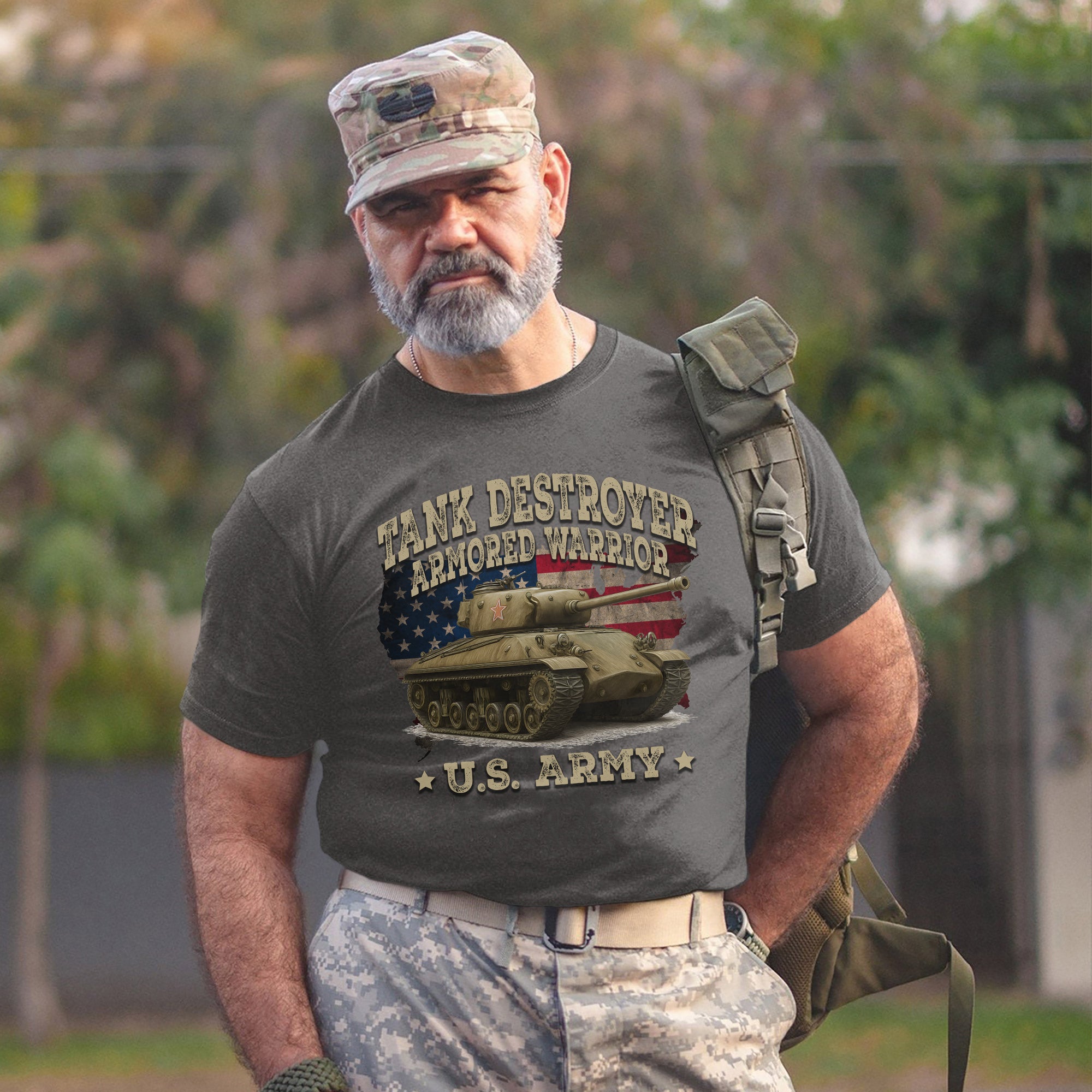 Tank Destroyer Armored Warrior Proud US Military Veteran Patriotic Service T-Shirt