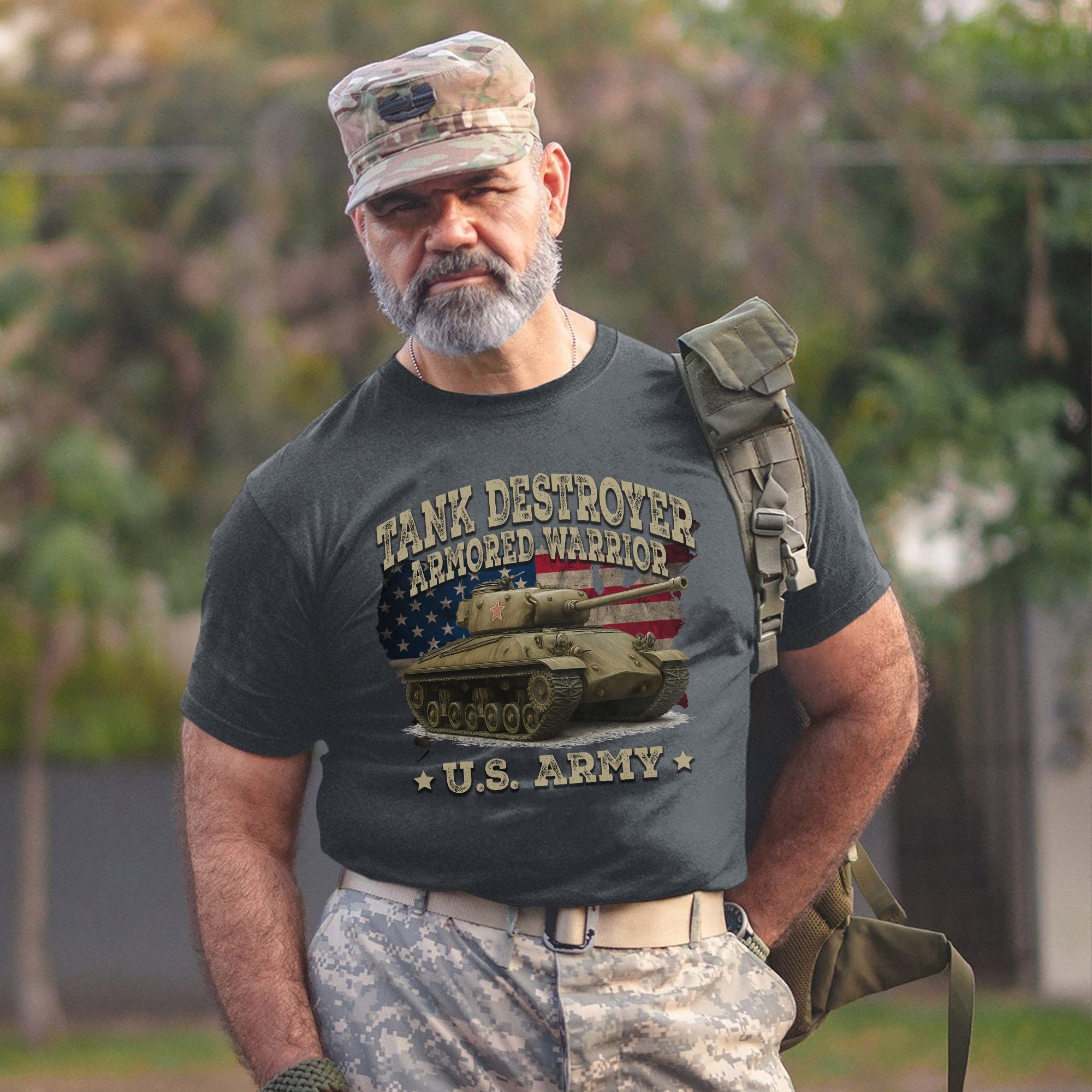 Tank Destroyer Armored Warrior Proud US Military Veteran Patriotic Service T-Shirt