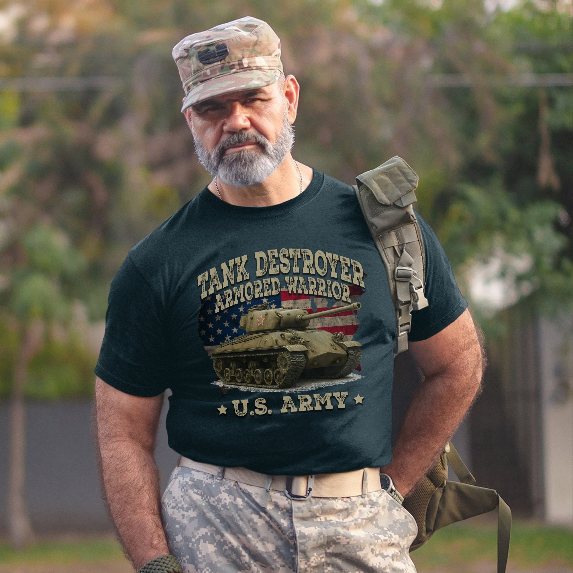 Tank Destroyer Armored Warrior Proud US Military Veteran Patriotic Service T-Shirt