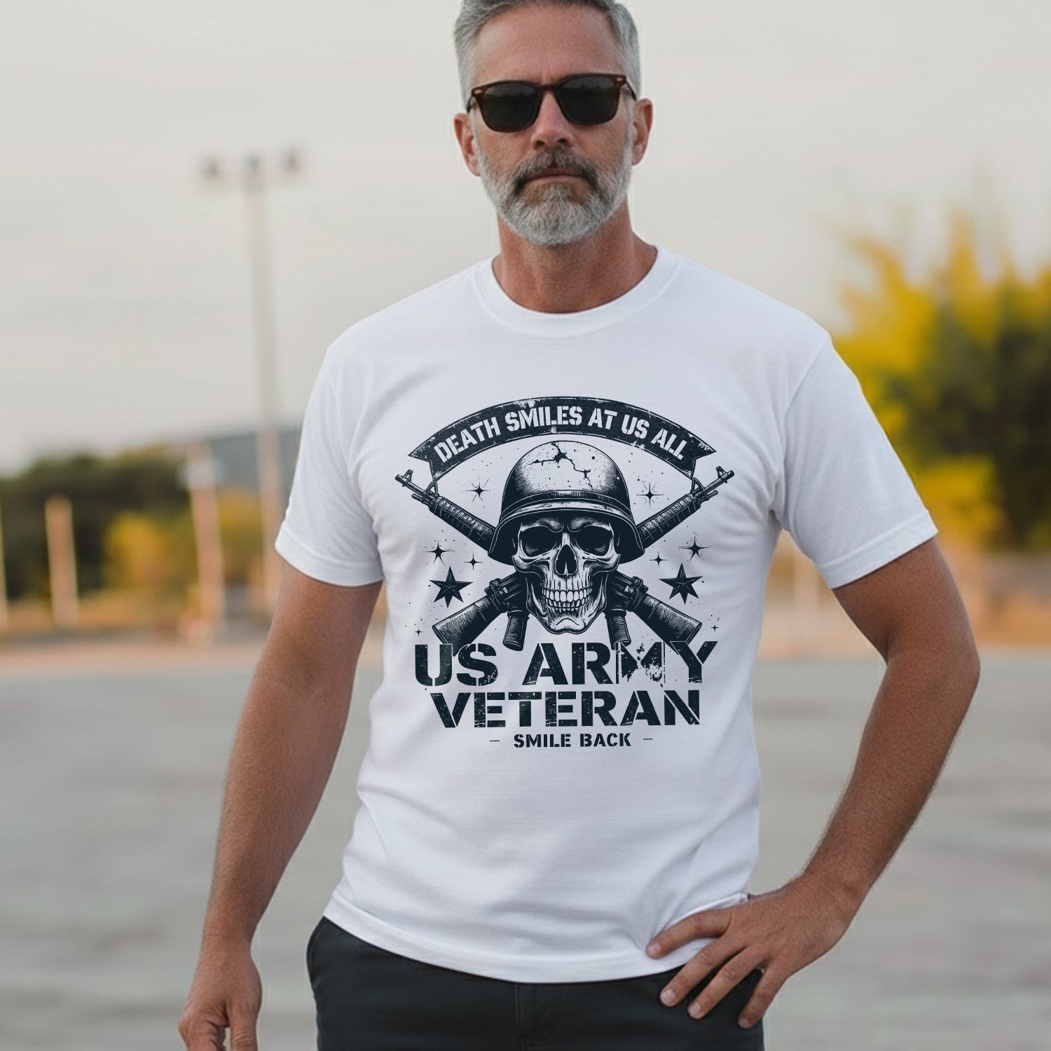 Death Smiles at Us All Proud US Military T-Shirt